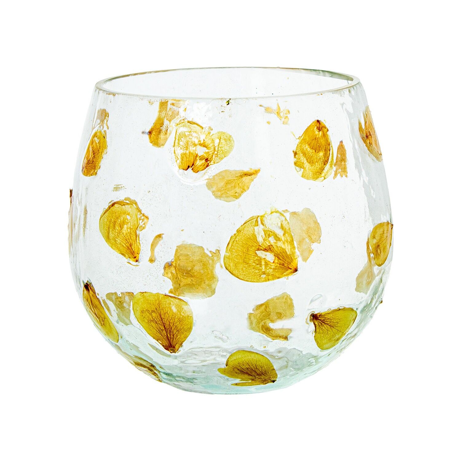 Glaskerzenhalter mit gelben Blättern 10x9cm ST16663