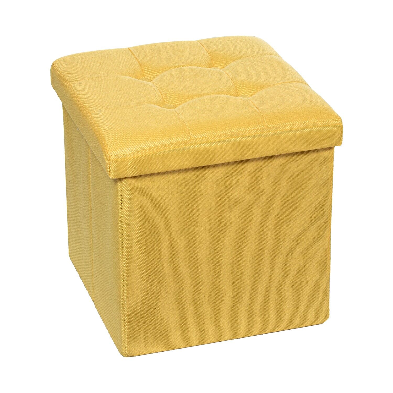 Folding polyester storage ottoman, mustard, 38x38x38cm ST22324