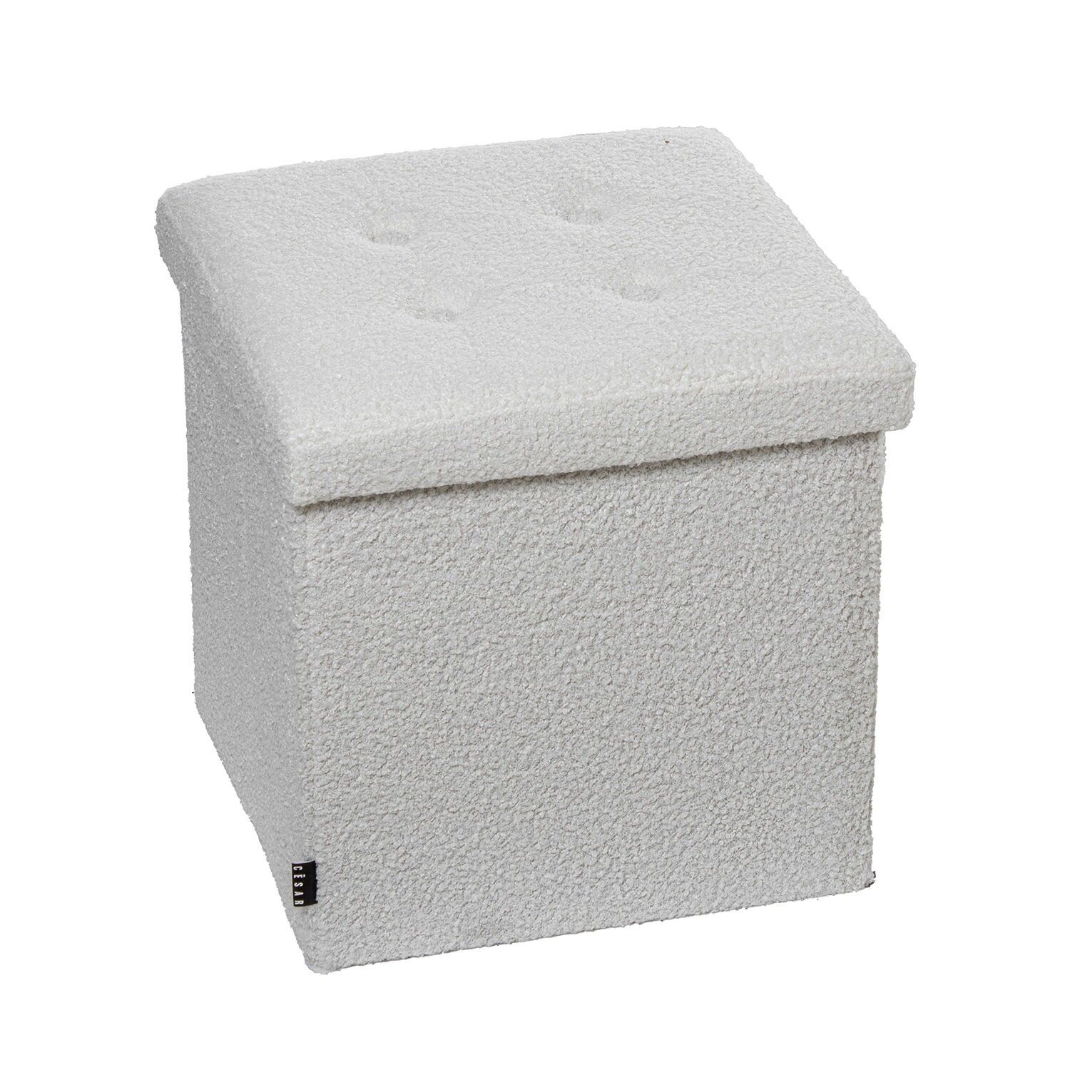 White polyester folding storage ottoman 38x38x38cm ST22325
