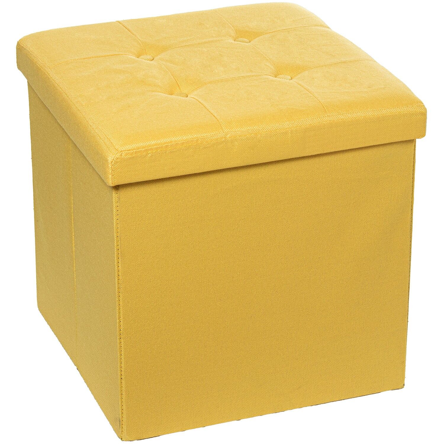 Folding polyester storage ottoman, mustard, 45x45x45cm ST22326