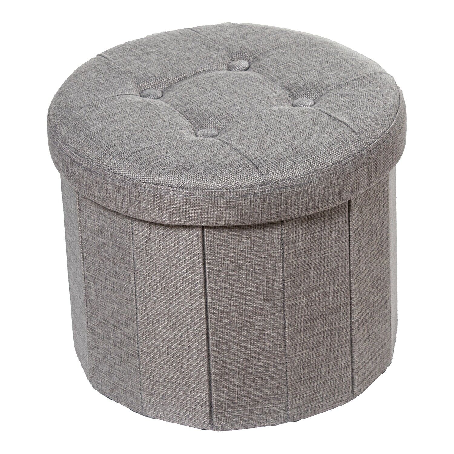 Folding polyester storage ottoman, grey, 38x38cm ST22332
