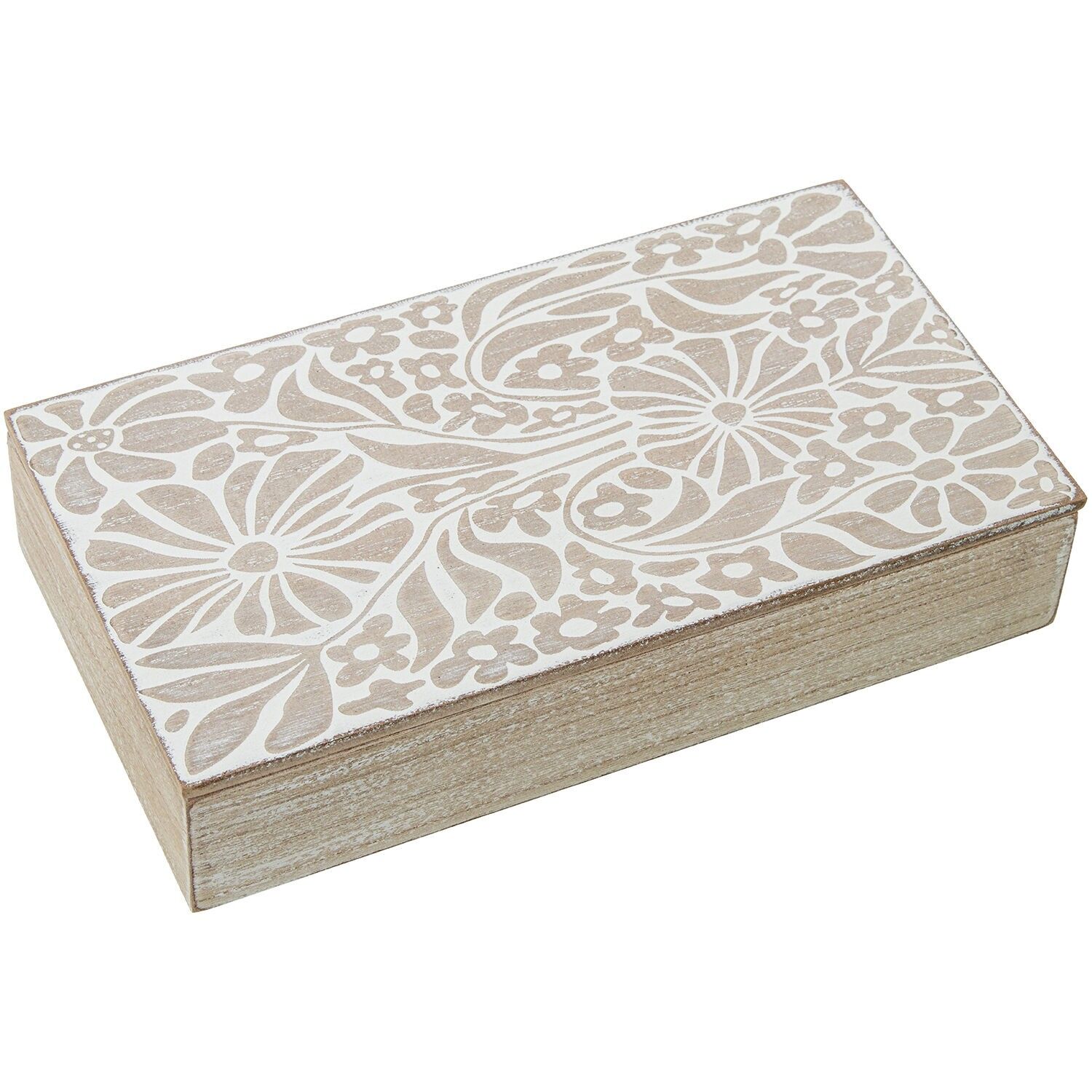 Naturholzbox, weiß 28x15x6cm ST25082