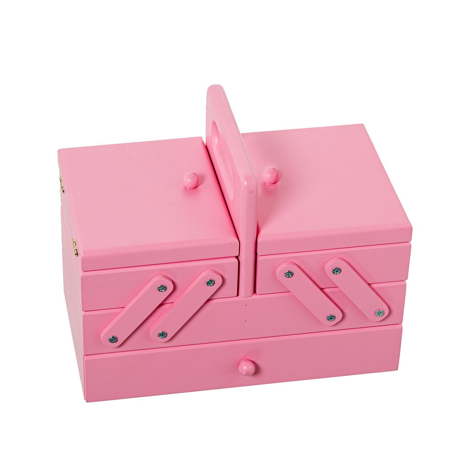 Nähkästchen aus rosa Kiefernholz mit Schublade, 23 x 14 x 14, 18 cm, ST25113