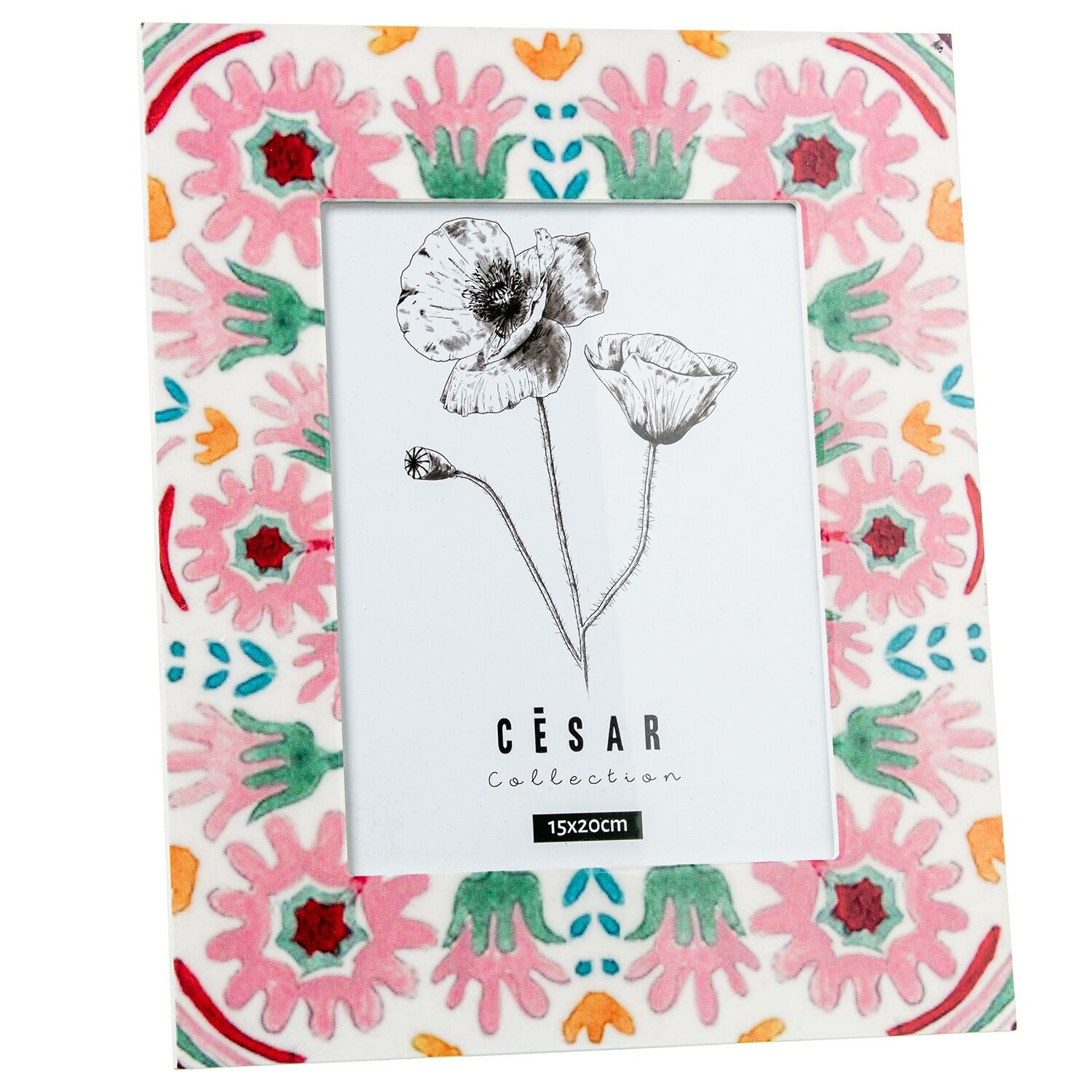 Holzbilderrahmen 15x20cm mit Blumendekor 24x29x0,9cm ST25106