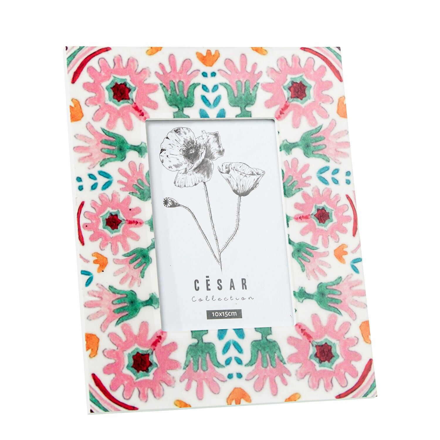 Holzbilderrahmen 10x15cm mit Blumendekor 19x24x0,9cm ST25107