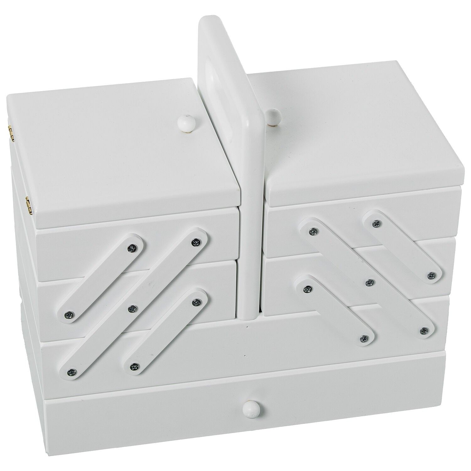 Nähkästchen aus weißem Kiefernholz mit Schublade 28x15x20,26cm ST25117