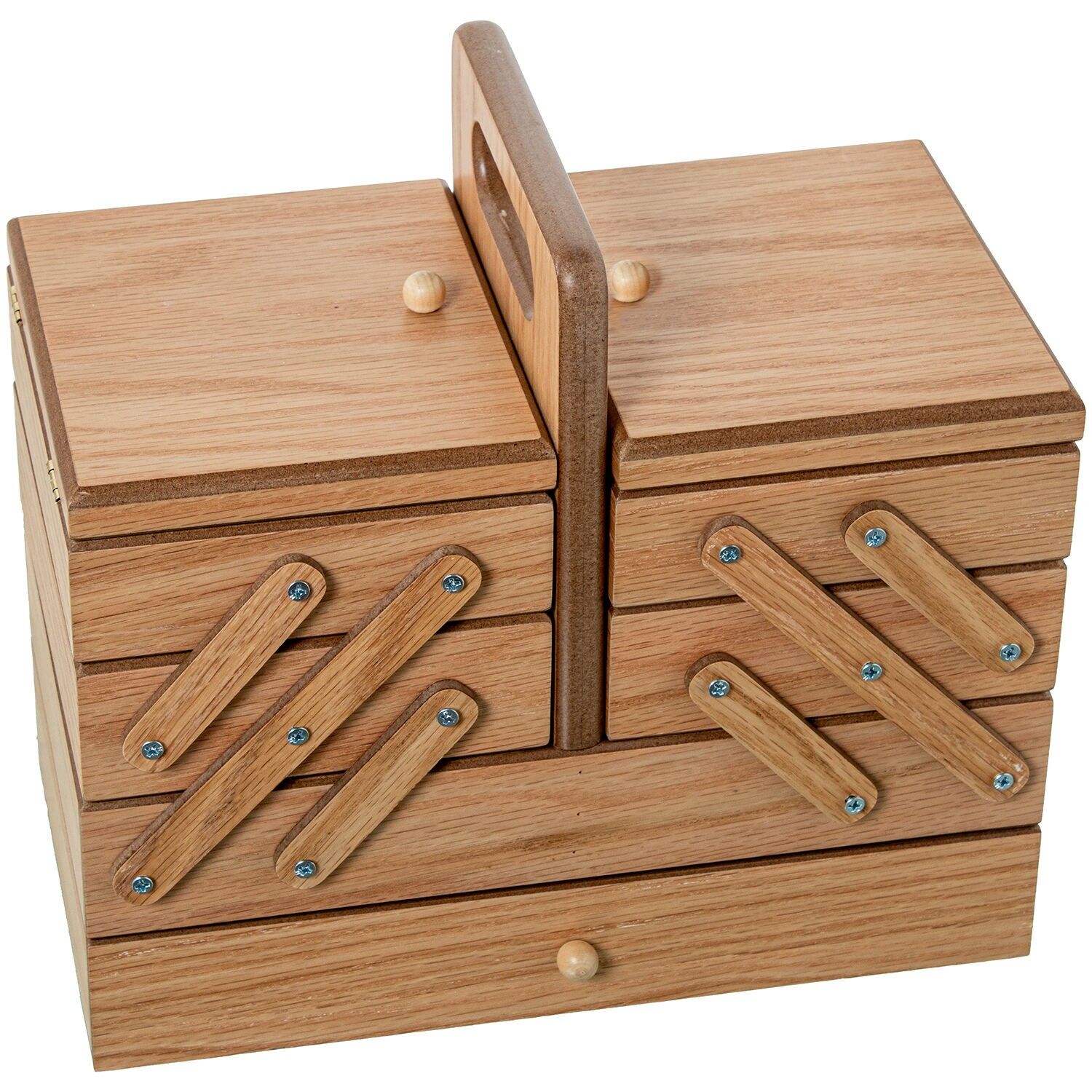 Nähkästchen aus MDF mit Eichenfurnier und Schublade, 28 x 15 x 20, 26 cm, ST25118