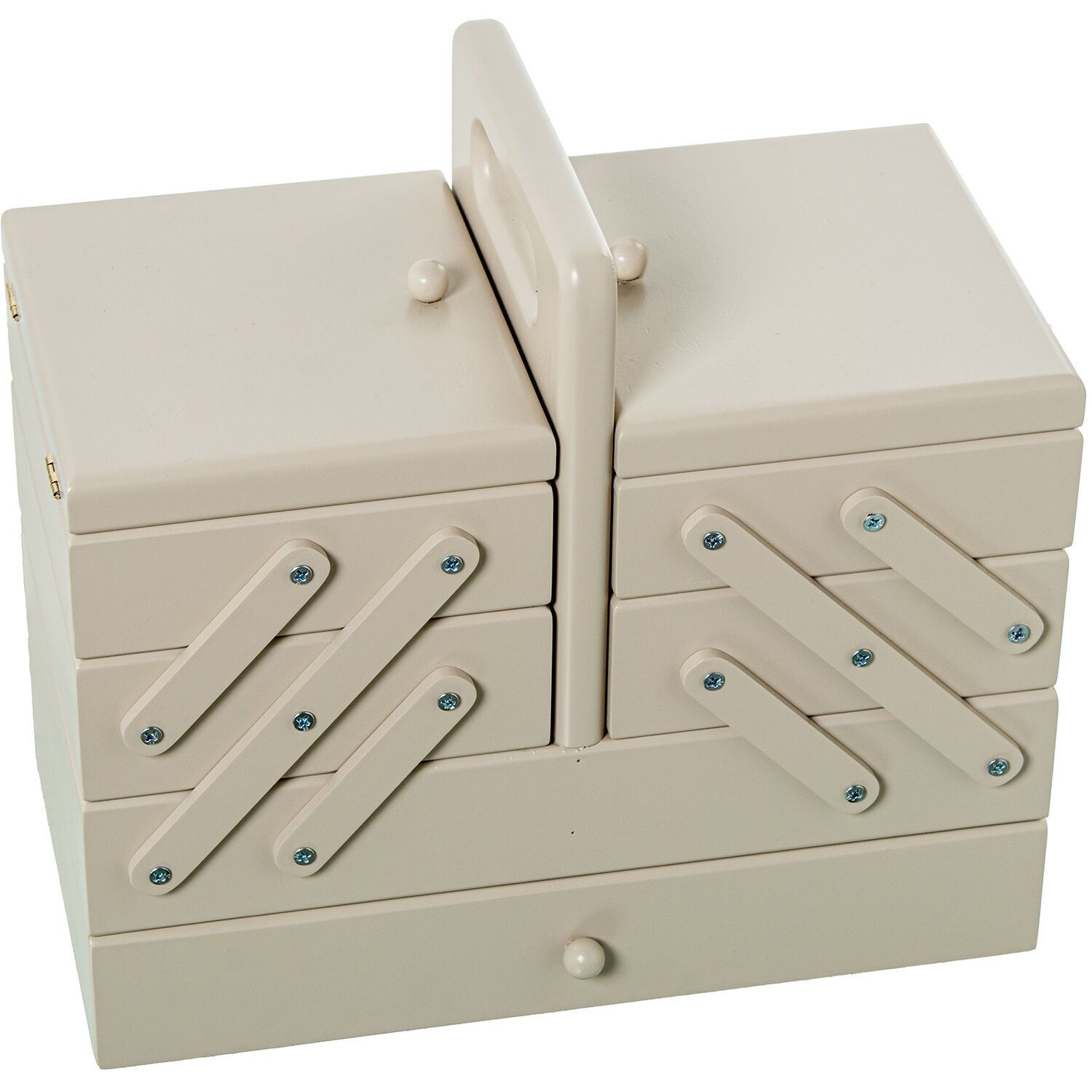 Nähkästchen aus taupefarbenem MDF mit Schublade, 28 x 15 x 20, 26 cm, ST25119