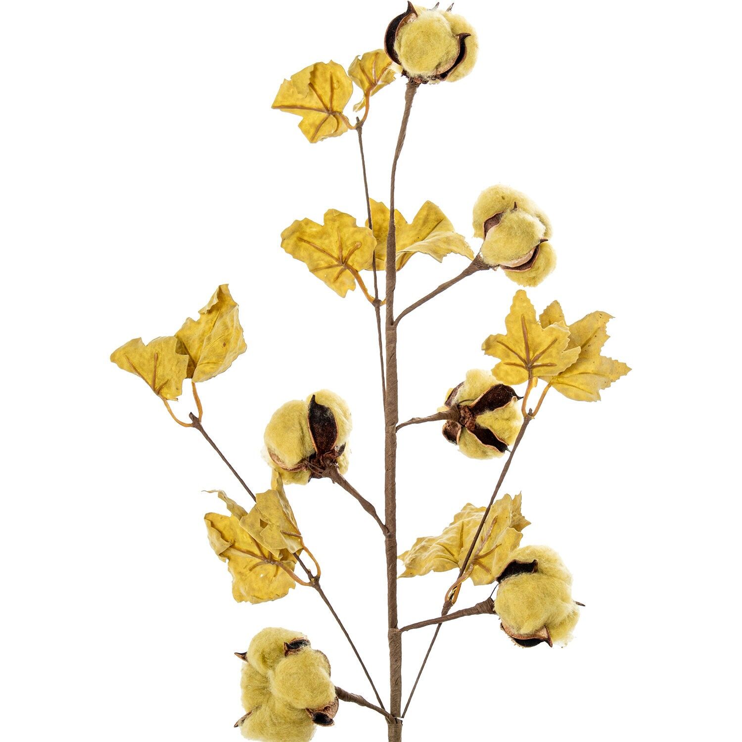 Künstlicher gelber Blütenzweig aus EVA-Schaum, Baumwolle und Papier, 65 cm ST27363