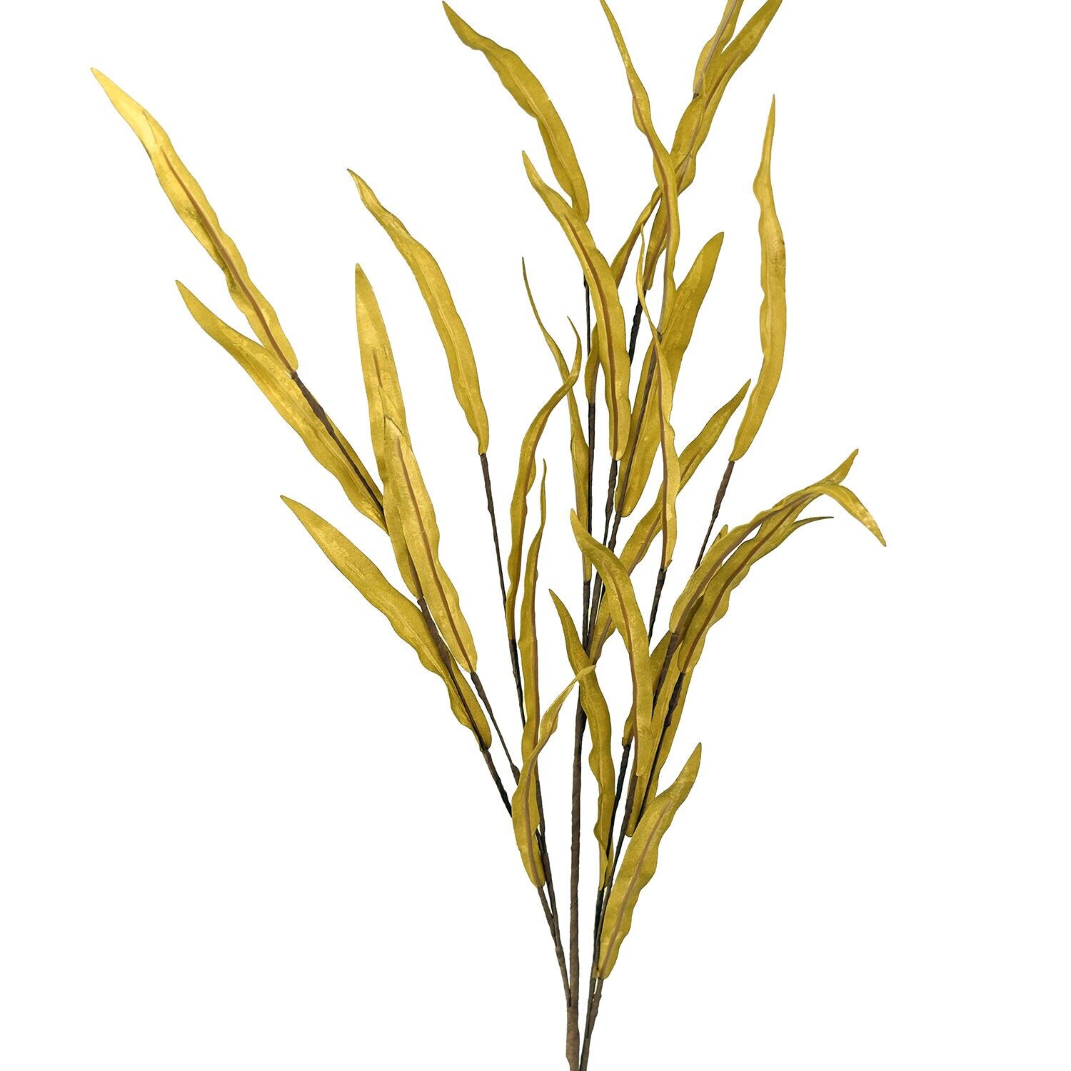 Künstlicher gelber Zweig mit Blättern, aus EVA-Schaum, Kunststoff und Papier, 90 cm ST27392