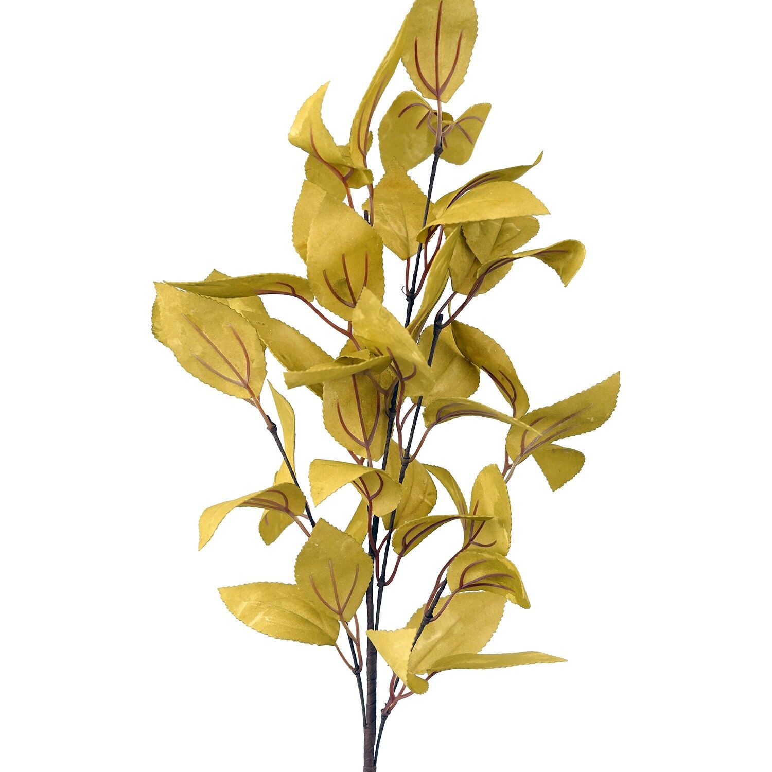 Künstlicher gelber Zweig mit Blättern, aus EVA-Schaum, Kunststoff und Papier, 85 cm ST27409