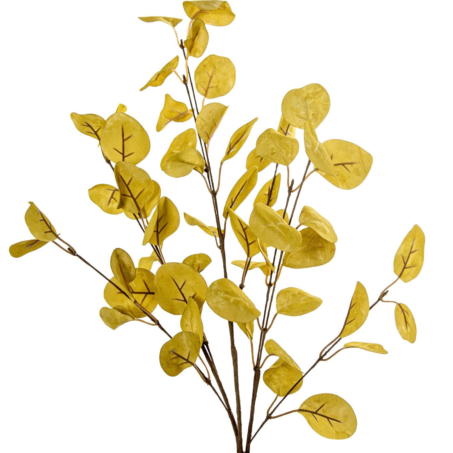 Künstlicher gelber Zweig mit Blättern, aus EVA-Schaum, Kunststoff und Papier, 65 cm ST27415