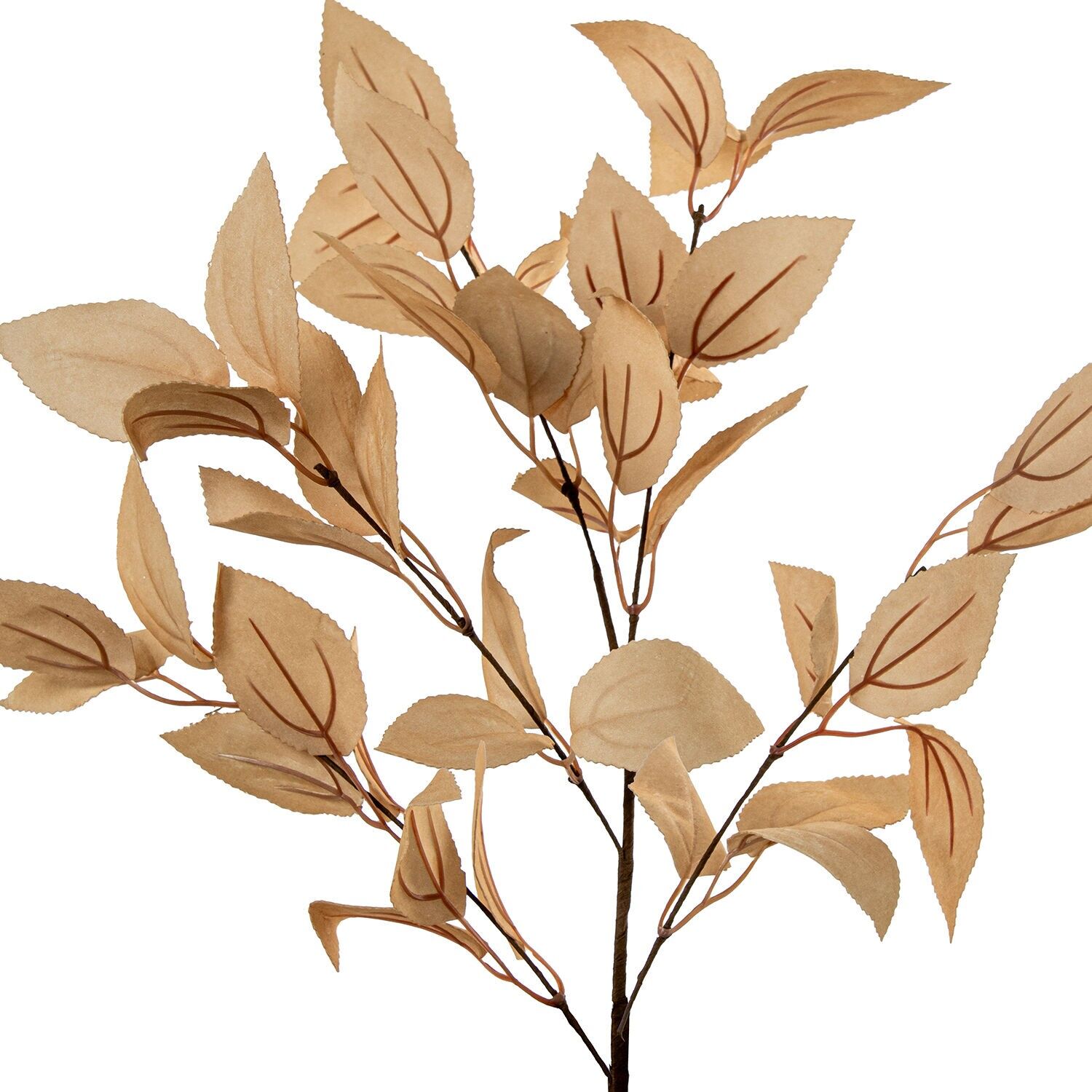 Künstlicher Ast mit beigen Blättern, EVA-Schaum, Kunststoff und Papier, 85 cm ST27407