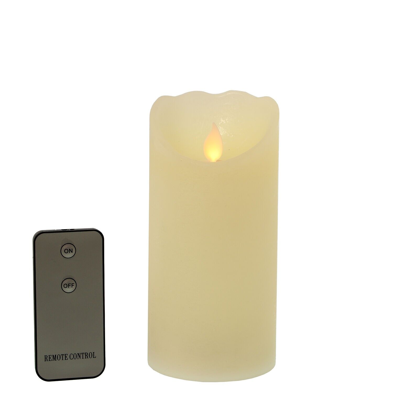 LED-Wachskerze mit Fernbedienung, Farbe: Elfenbein, 7,5 x 15 cm, 2 x AA-Batterien nicht enthalten ST29433