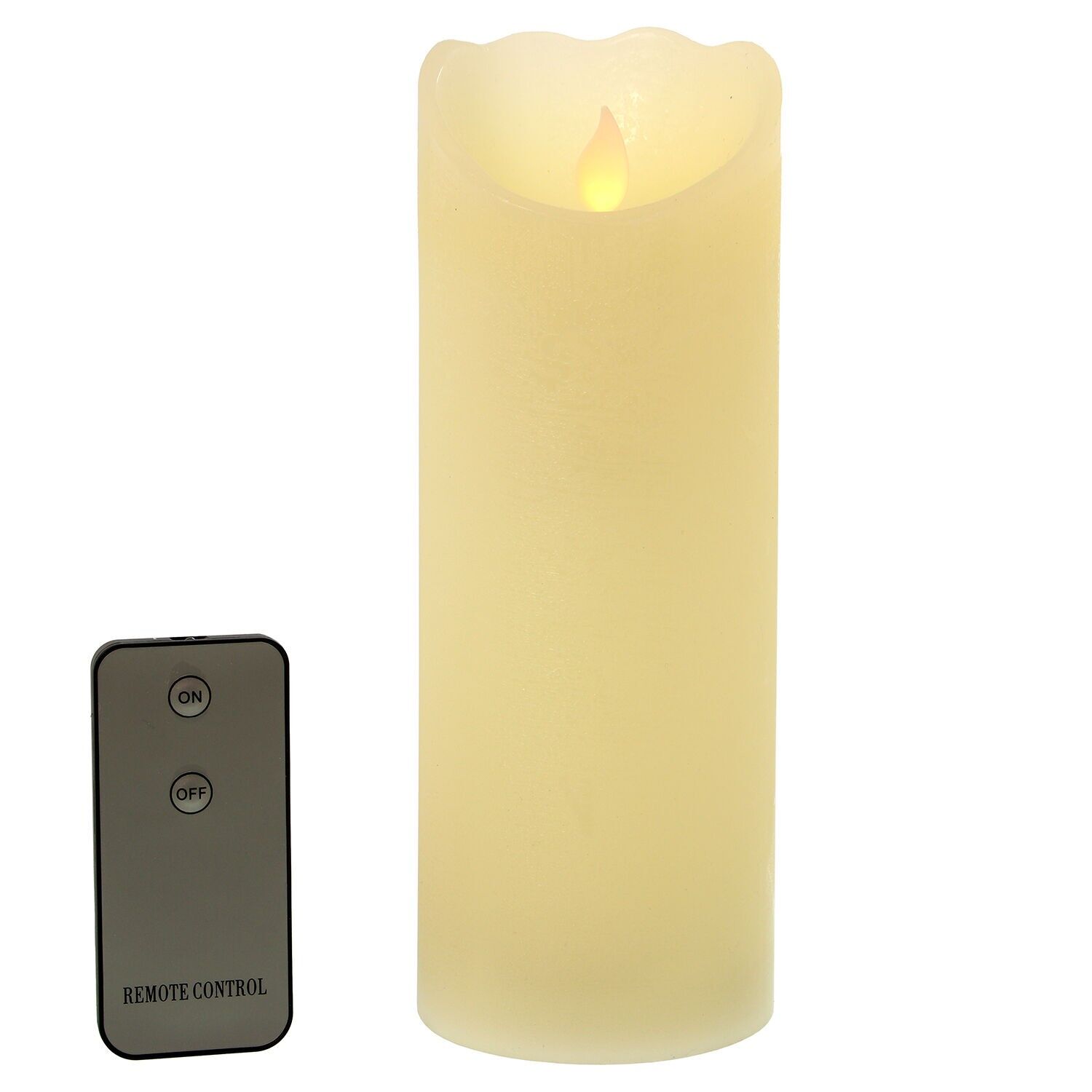 LED-Wachskerze mit Fernbedienung, Farbe: Elfenbein, 7,5 x 20 cm, 2 x AA-Batterien nicht enthalten ST29434