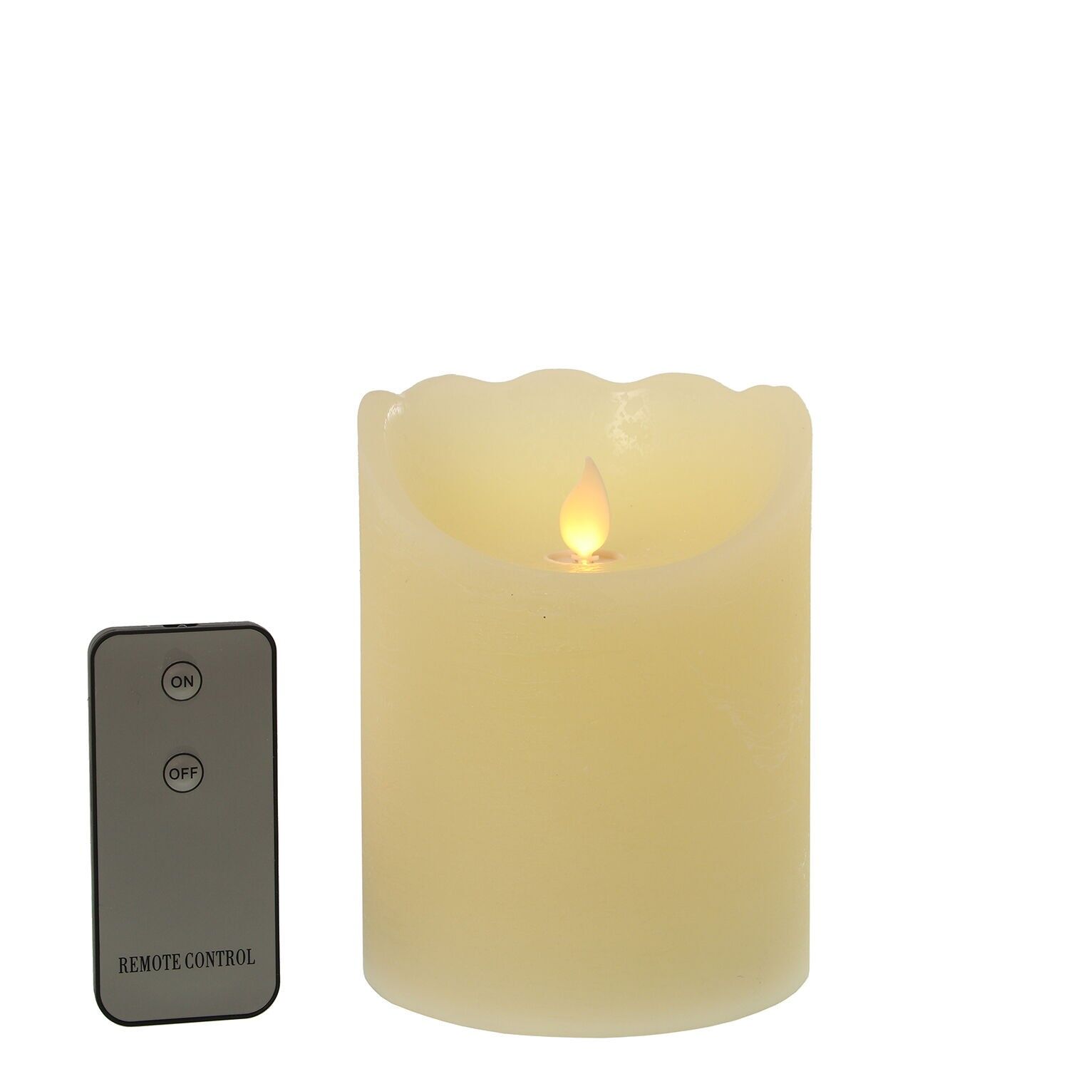 LED-Wachskerze mit Fernbedienung, Farbe: Elfenbein, 10 x 12,5 cm, 2 x AA-Batterien nicht enthalten ST29435