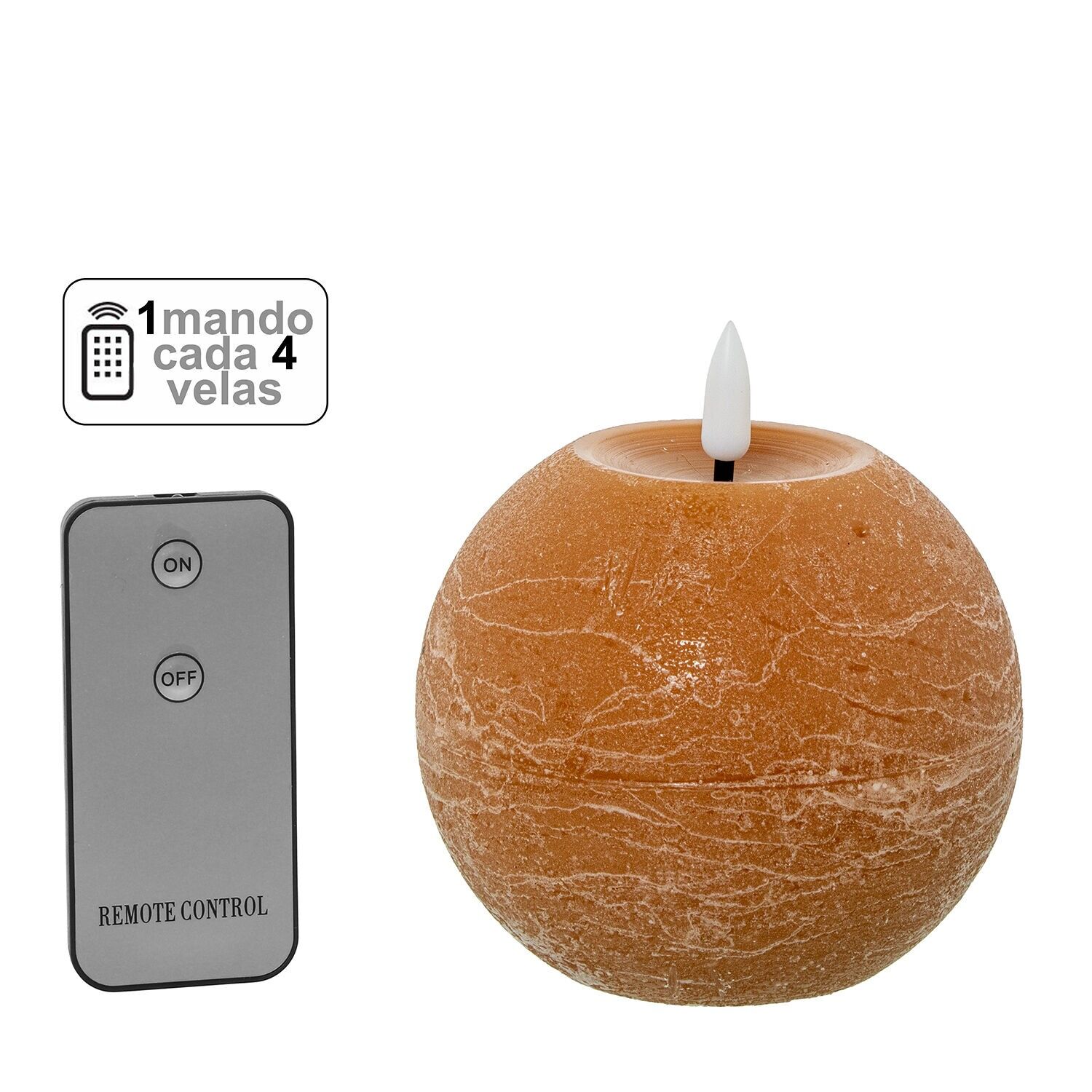 Vela led bola cera caramelo 1mando para cada 4 velas 10x8, 5cm pilas:2xaa no inclu ST29462