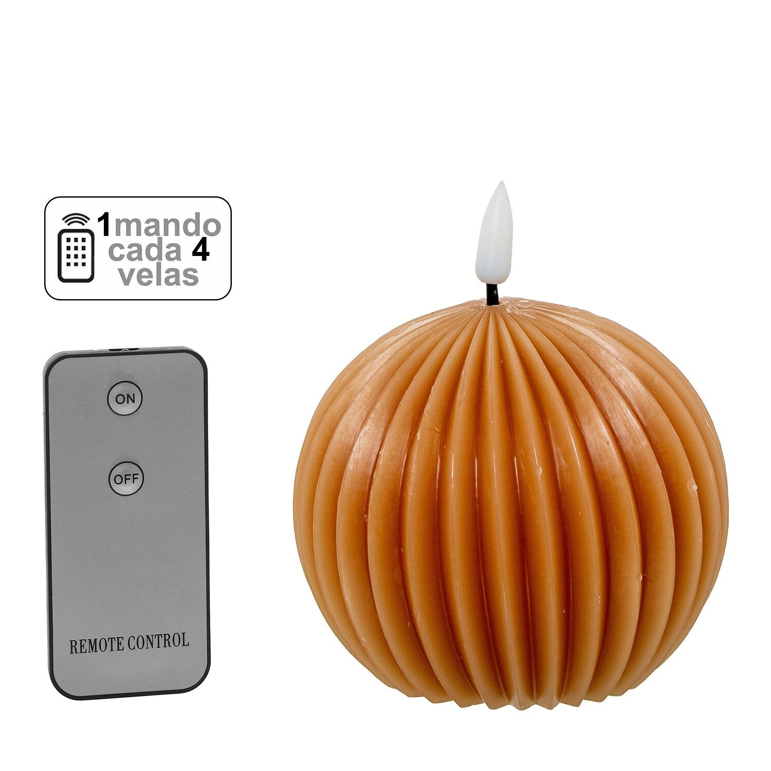 Vela led bola cera caramelo 1mando para cada 4 velas 10x9cm pilas:2xaa no incluid ST29465