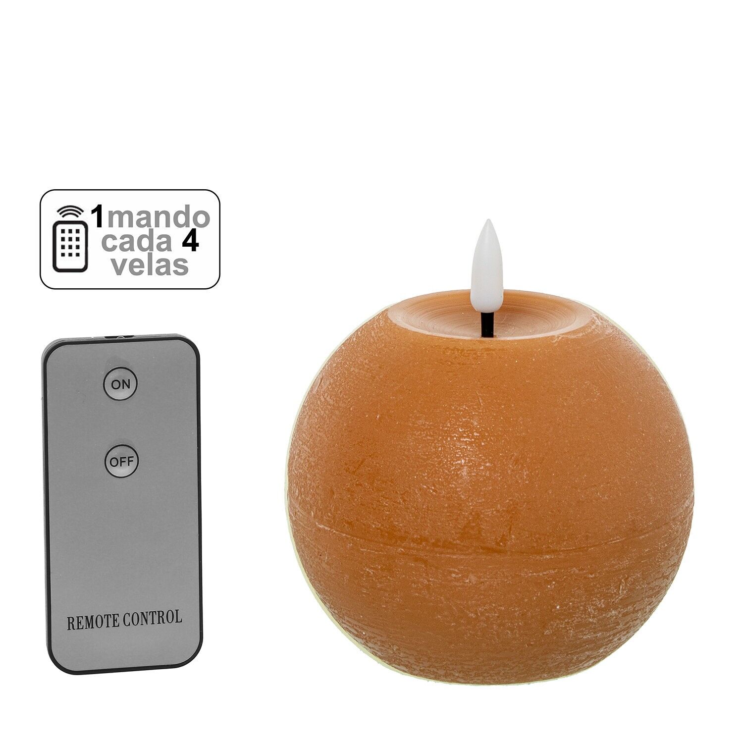 Vela led bola cera caramelo 1mando para cada 4 velas 10x8, 5cm pilas:2xaa no inclu ST29459