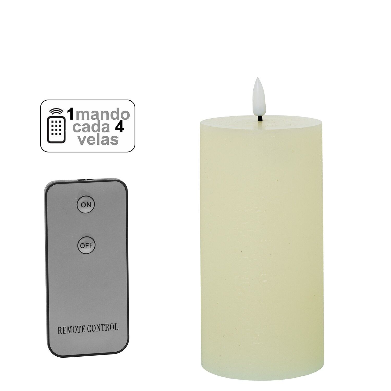 Vela led cera marfil 1 mando para cada 4 velas 7, 5x15cm pilas:2xaa no inclu ST29470