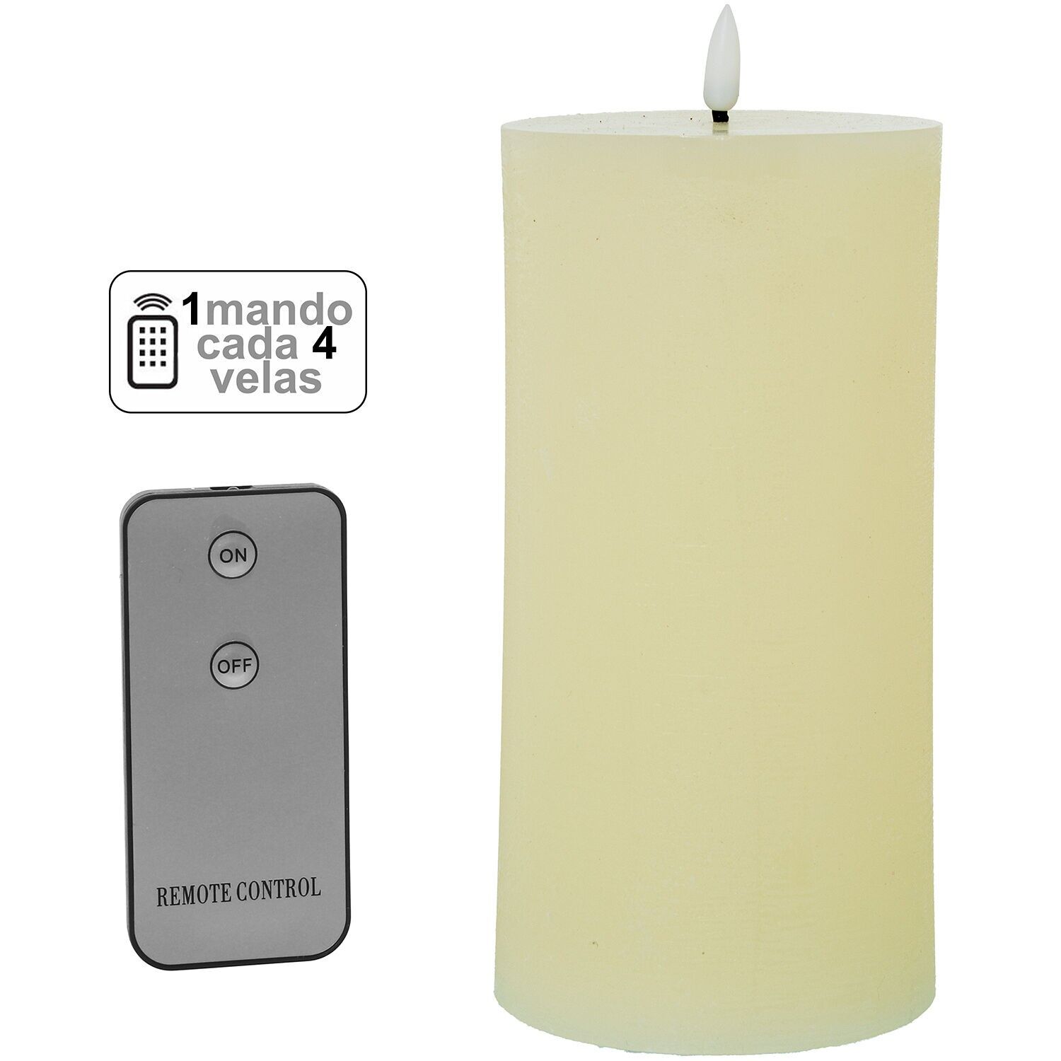 Vela led cera marfil 1 mando para cada 4 velas 10x20cm pilas:2xaa no inclui ST29473