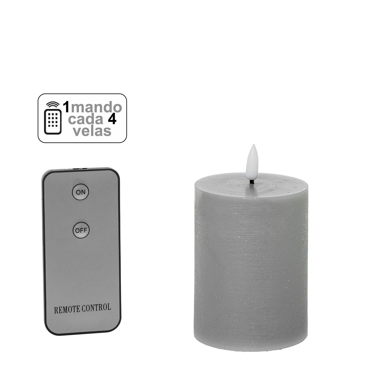Vela led cera gris 1 mando para cada 4 velas 7, 5x10cm pilas:2xaa no inclu ST29469