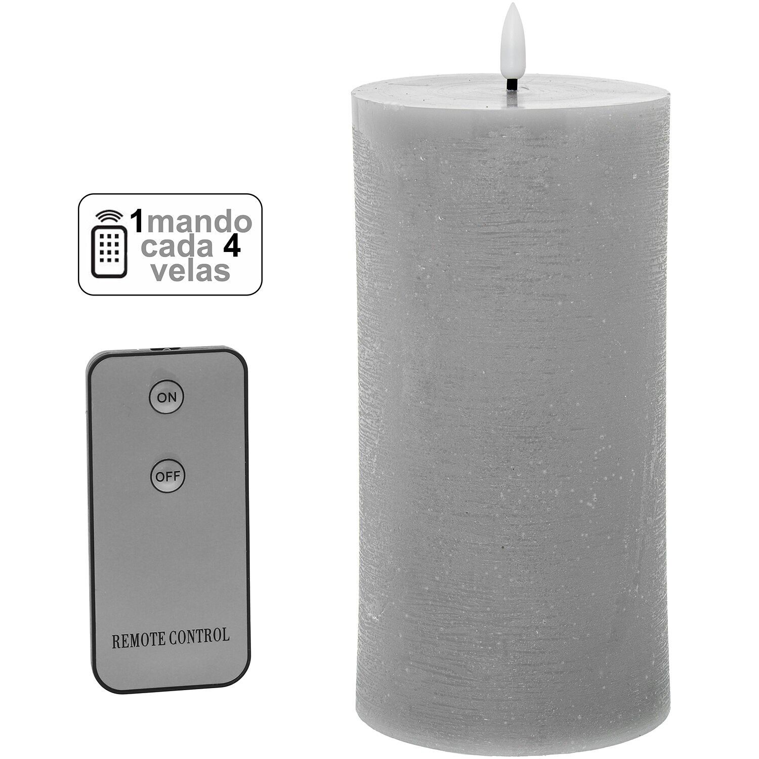 Vela led cera gris 1 mando para cada 4 velas 10x20cm pilas:2xaa no inclui ST29475