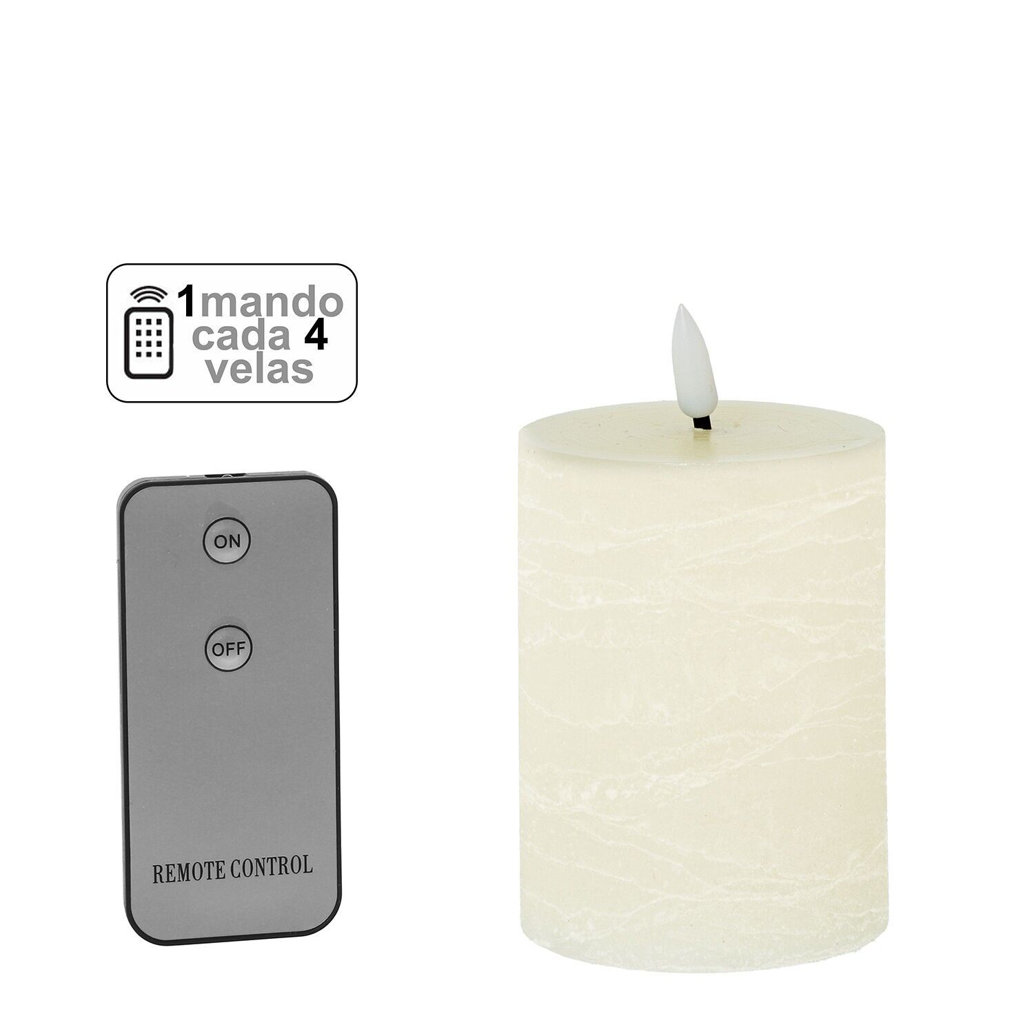 Vela led cera marfil 1 mando para cada 4 velas 7, 5x10cm pilas:2xaa no inclu ST29476
