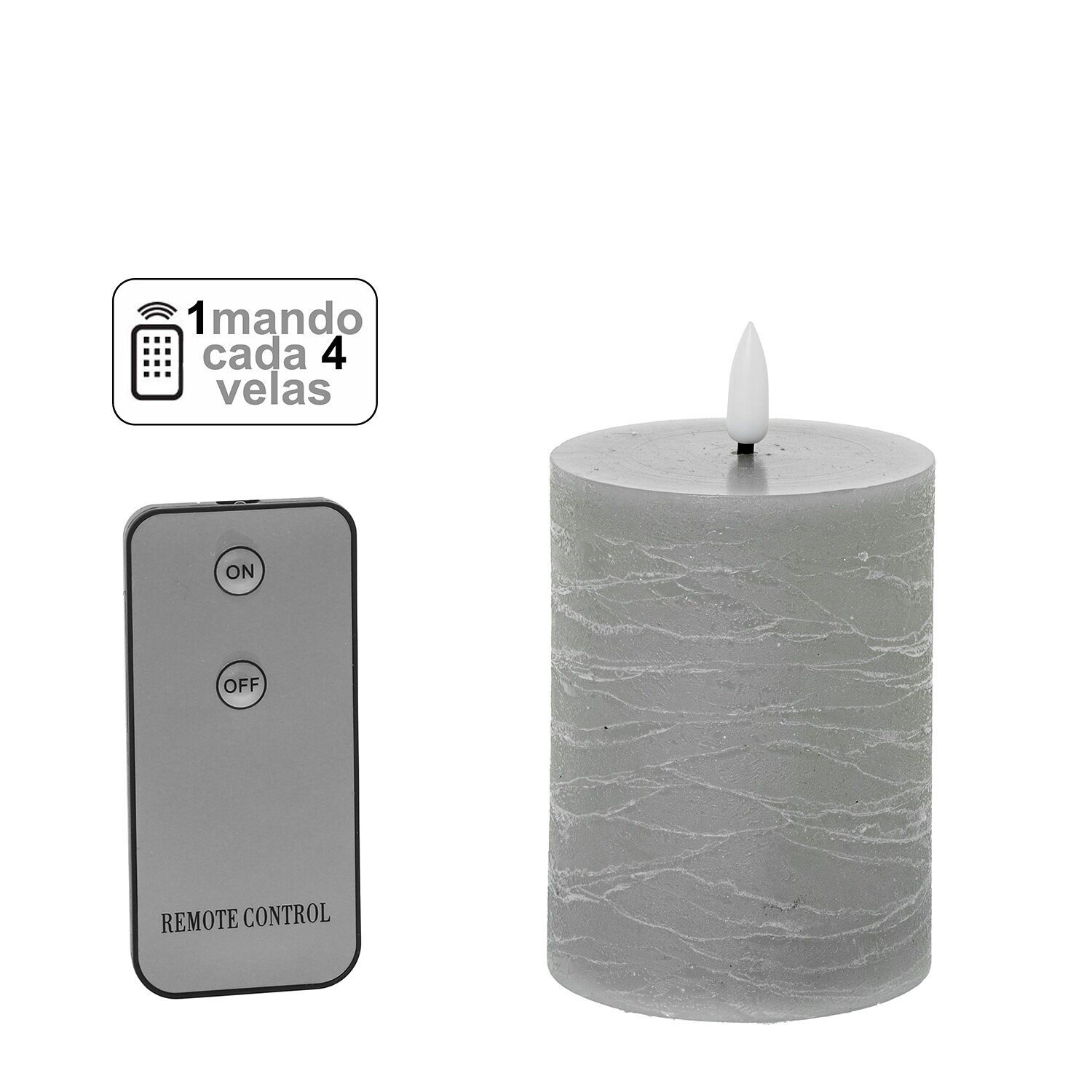 Vela led cera gris 1 mando para cada 4 velas 7, 5x10cm pilas:2xaa no inclu ST29478
