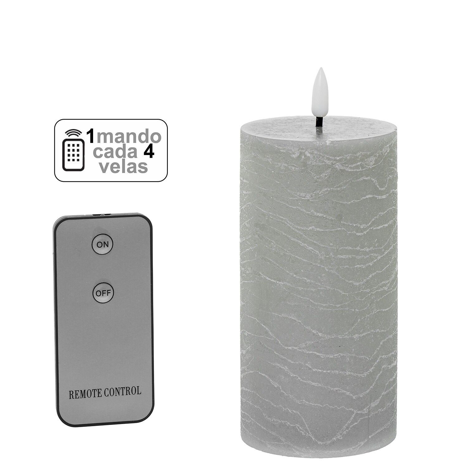 Vela led cera gris 1 mando para cada 4 velas 7, 5x15cm pilas:2xaa no inclu ST29489