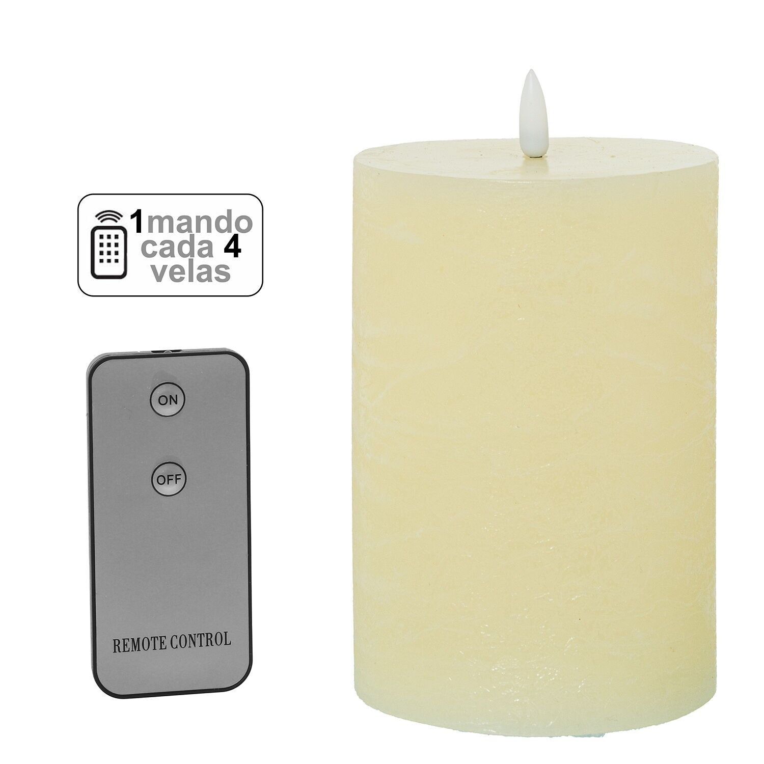 Vela led cera marfil 1 mando para cada 4 velas 10x20cm pilas:2xaa no inclui ST29490