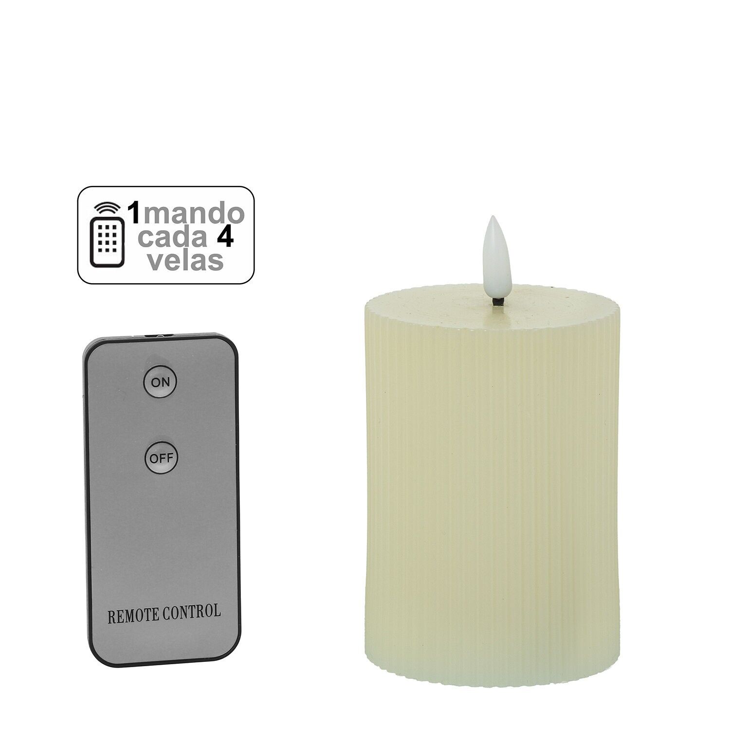 Vela led cera marfil 1 mando para cada 4 velas 7, 5x10cm pilas:2xaa no inclu ST29493