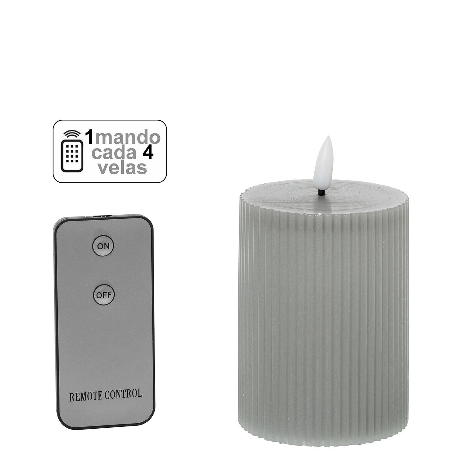 Vela led cera gris 1 mando para cada 4 velas 7, 5x10cm pilas:2xaa no inclu ST29495