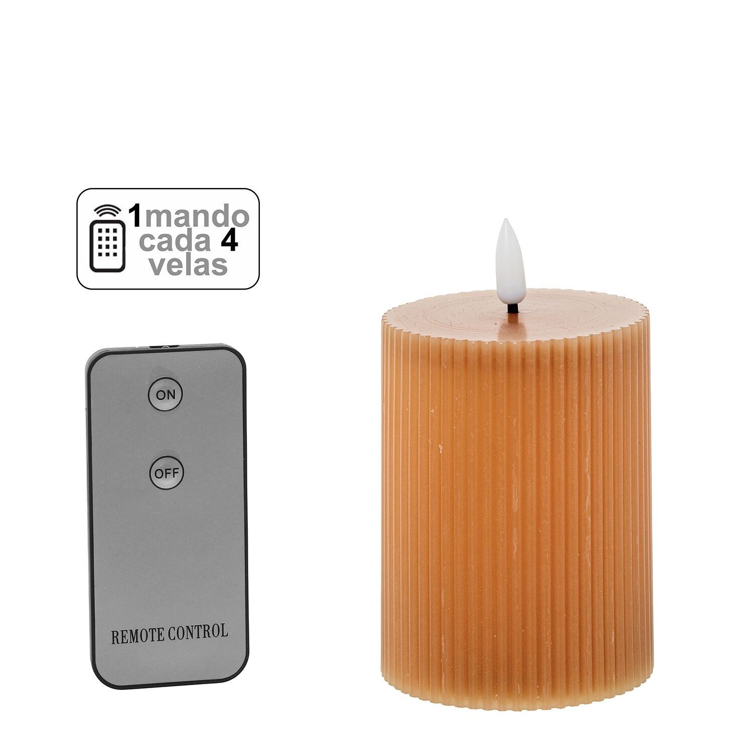 Vela led cera caramelo 1 mandopara cada 4 velas 7, 5x10cm pilas:2xaa no inclu ST29494