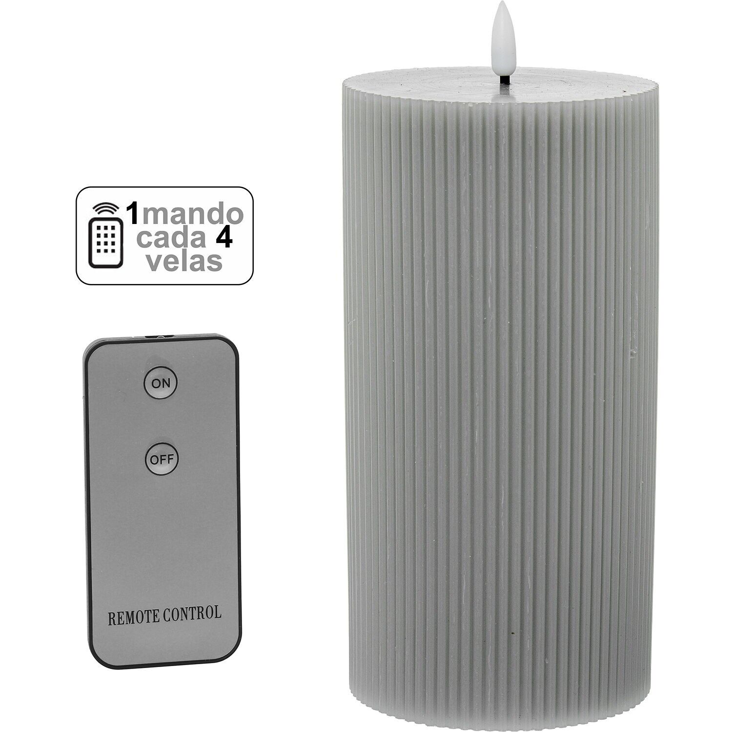 Vela led cera gris 1 mando para cada 4 velas 10x20cm pilas:2xaa no inclui ST29849