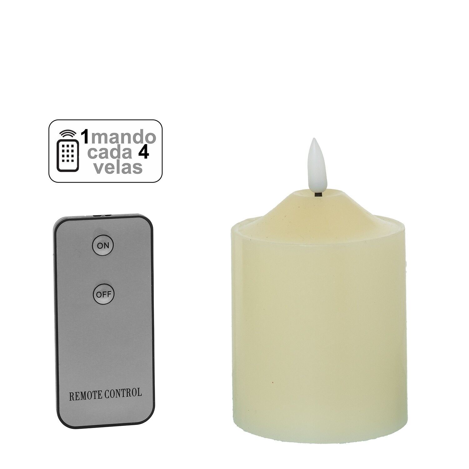 Vela led cera marfil 1 mando para cada 4 velas 7, 5x10cm pilas:2xaa no inclu ST29850