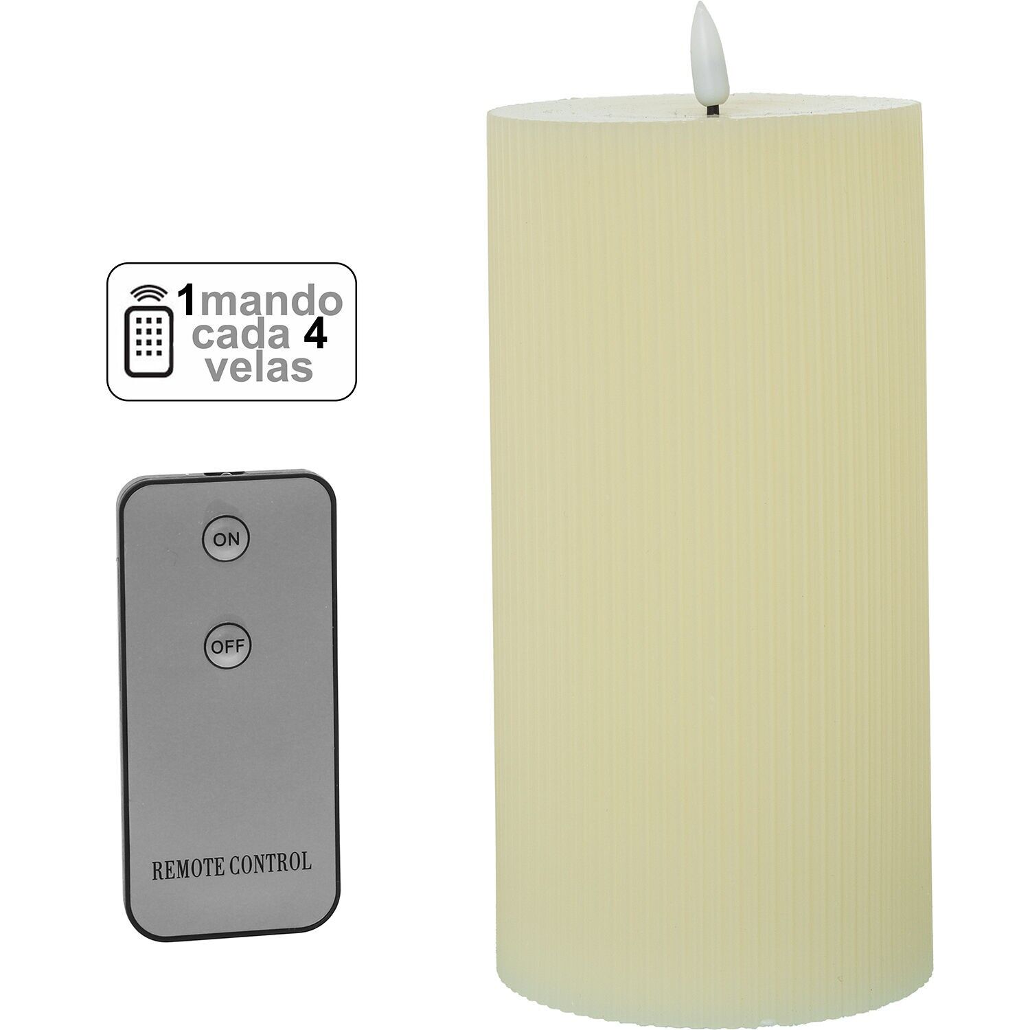 Vela led cera marfil 1 mando para cada 4 velas 10x20cm pilas:2xaa no inclui ST29499