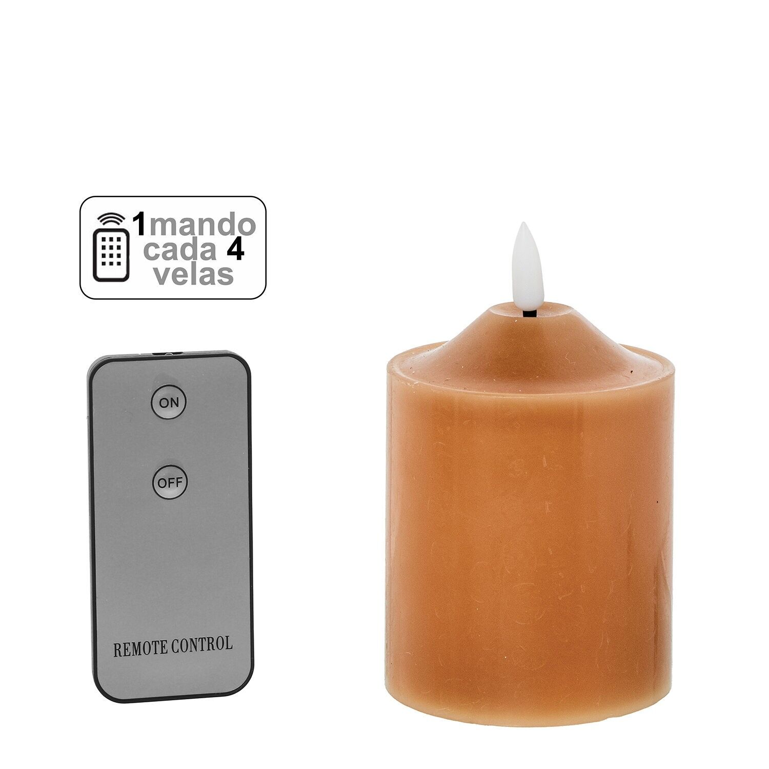 Vela led cera caramelo 1 mandopara cada 4 velas 7, 5x10cm pilas:2xaa no inclu ST29851