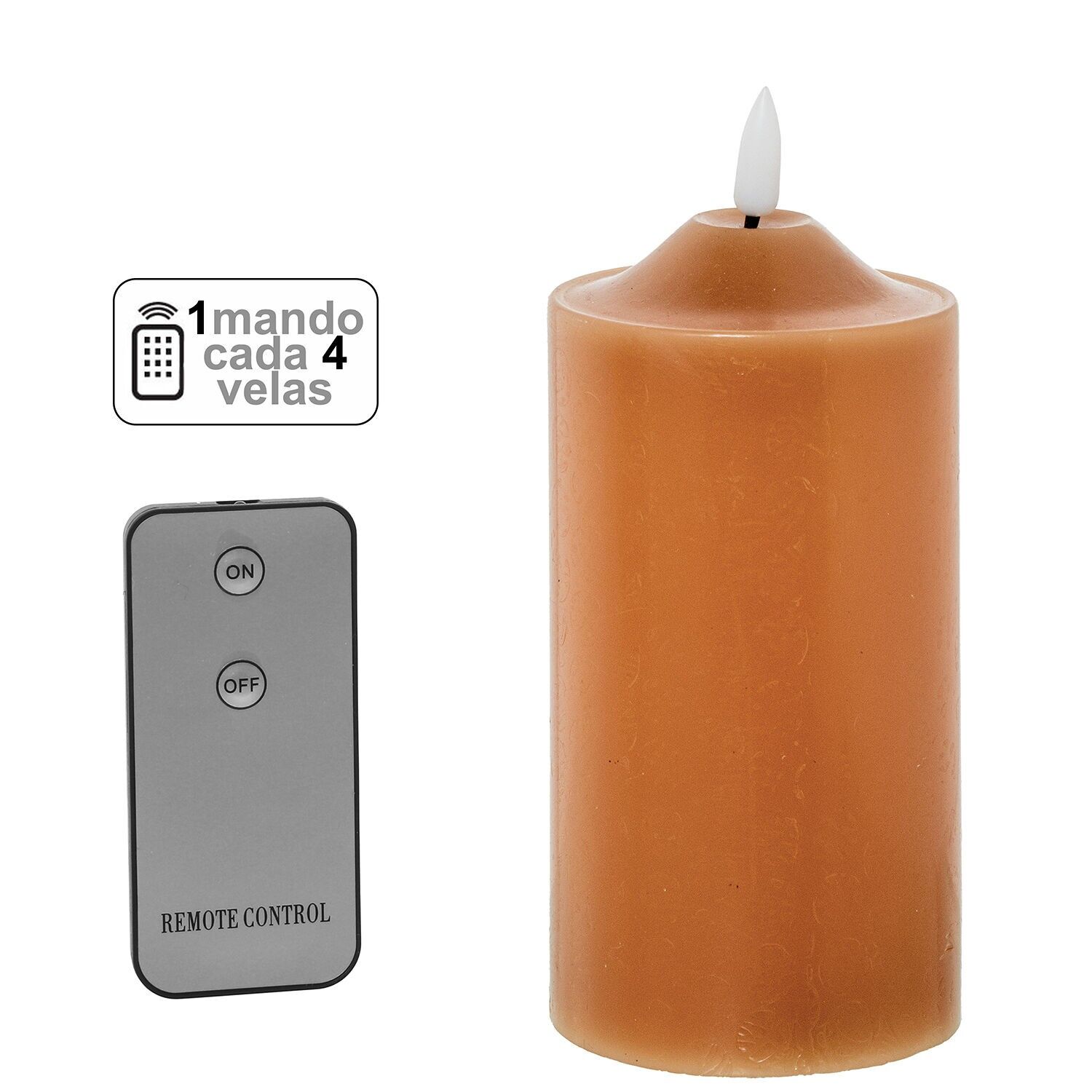 Vela led cera caramelo 1 mandopara cada 4 velas 7, 5x15cm pilas:2xaa no inclu ST29854