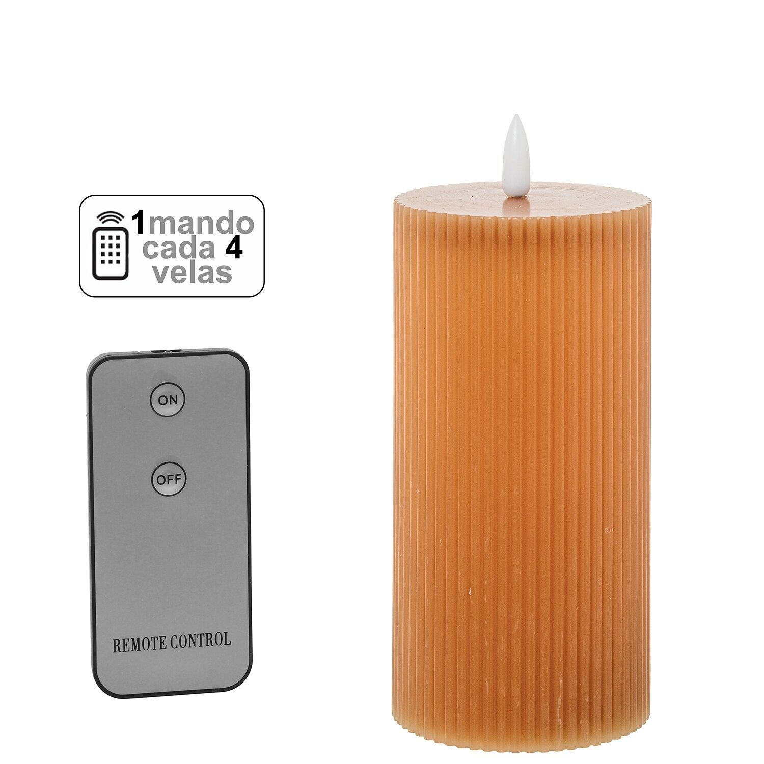 Vela led cera caramelo 1 mandopara cada 4 velas 7, 5x15cm pilas:2xaa no inclu ST29497
