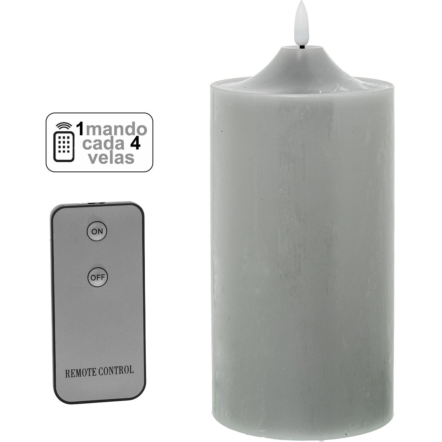 Vela led cera gris 1 mando para cada 4 velas 10x20cm pilas:2xaa no inclui ST29858