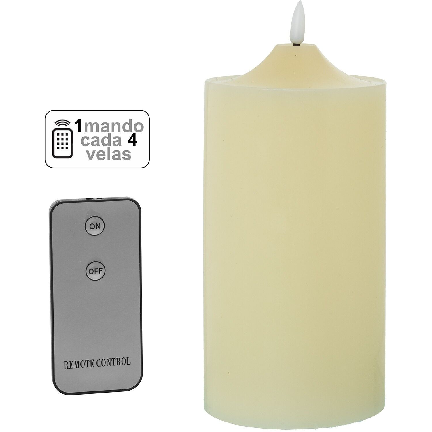 Vela led cera marfil 1 mando para cada 4 velas 10x20cm pilas:2xaa no inclui ST29856