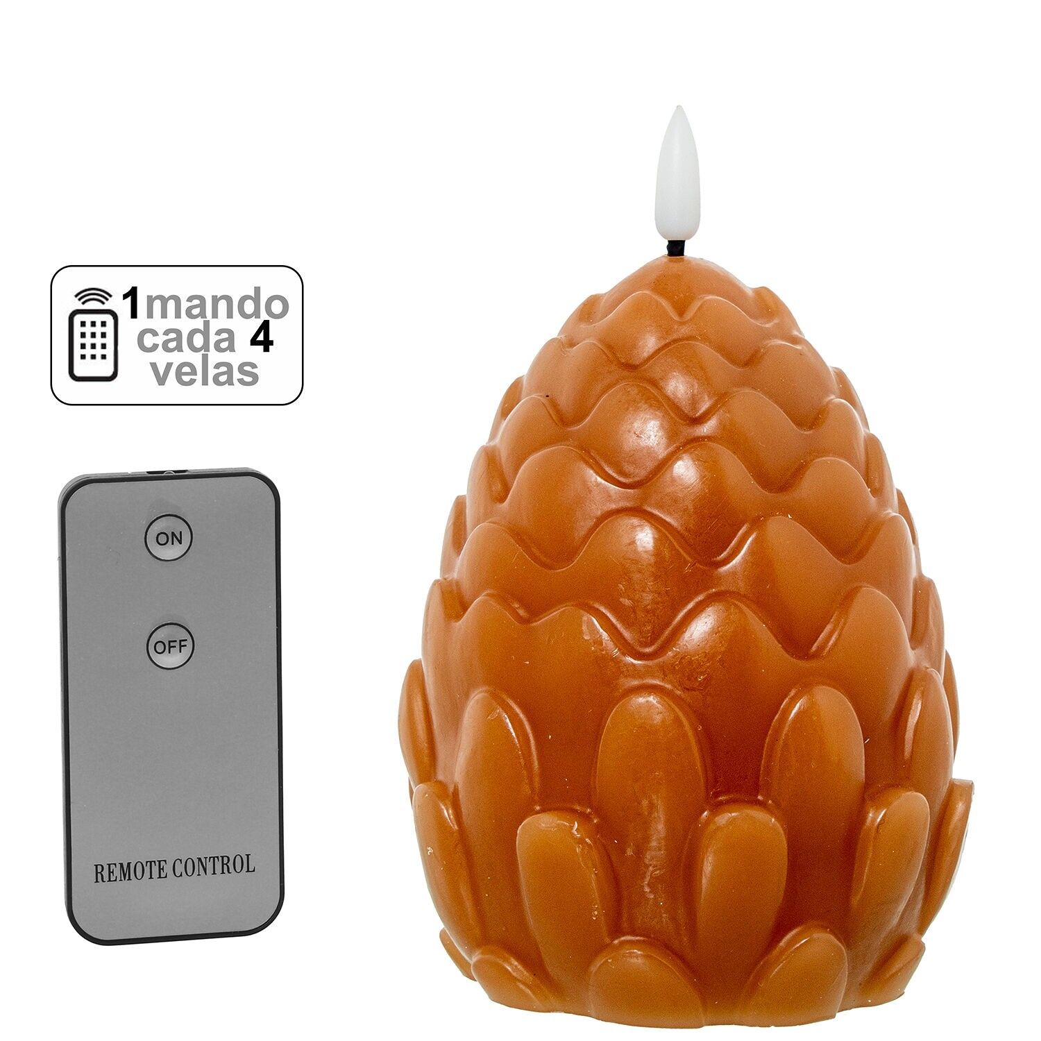 Vela led piña cera caramelo 1mando para cada 4 velas 10x13cm pilas:2xaa no inclui ST29863
