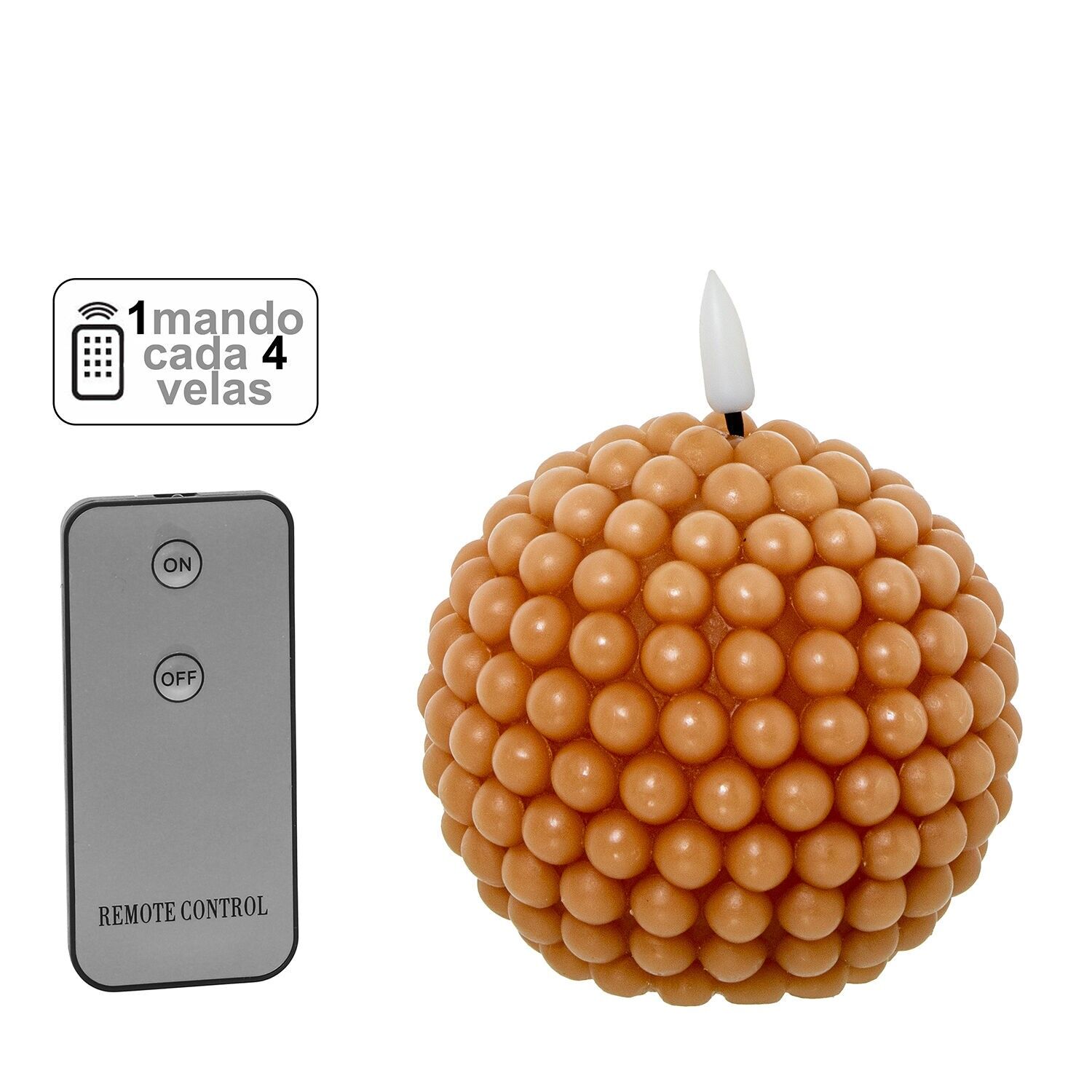 Vela led bola cera caramelo 1mando para cada 4 velas 10x9cm pilas:2xaa no incluid ST29860