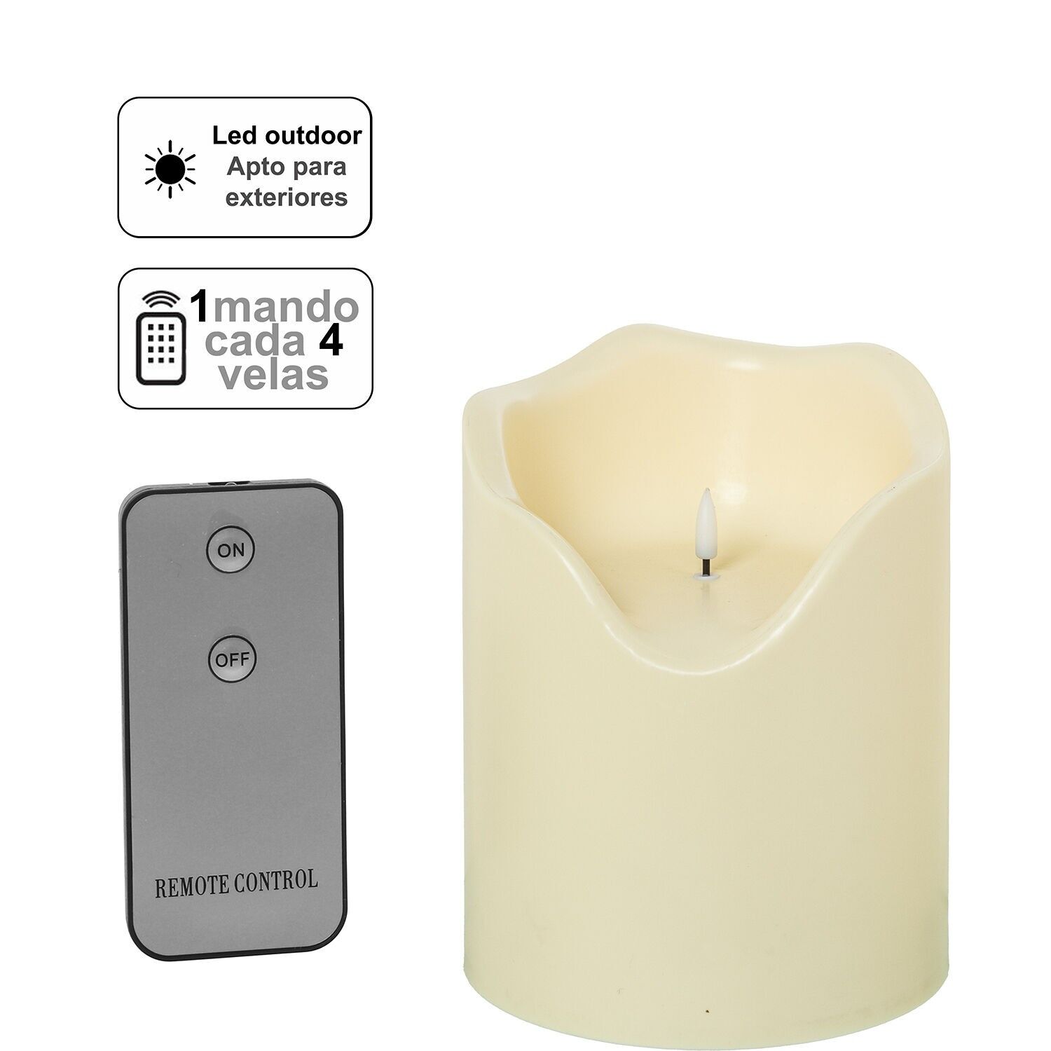 Vela led poliester marfil 1 mando para cada 4 velas 16x20cm pilas:3xc no incluid ST29865