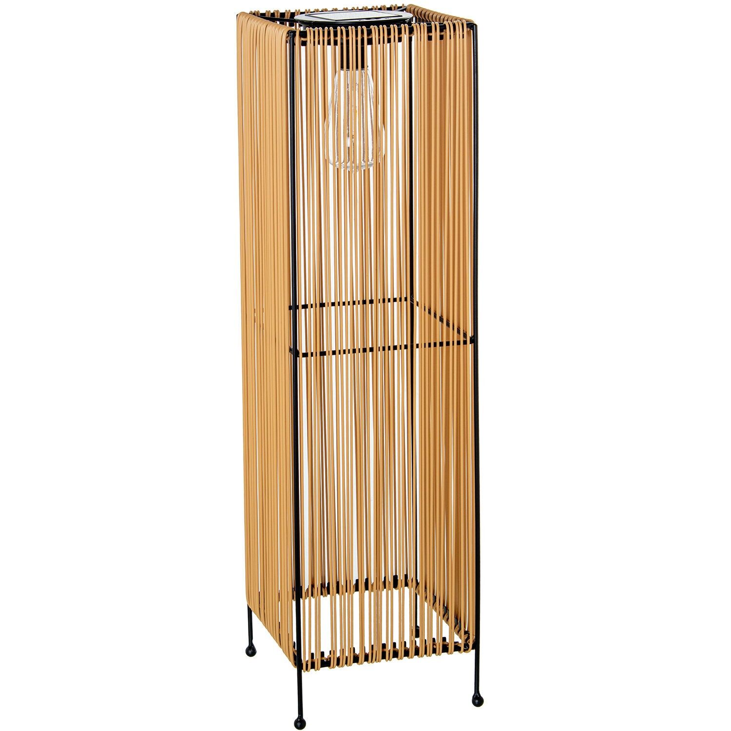 Lampara solar 70cm pie hierro, pp y pe con bombilla tungsteno 19x19x70cm ST36558