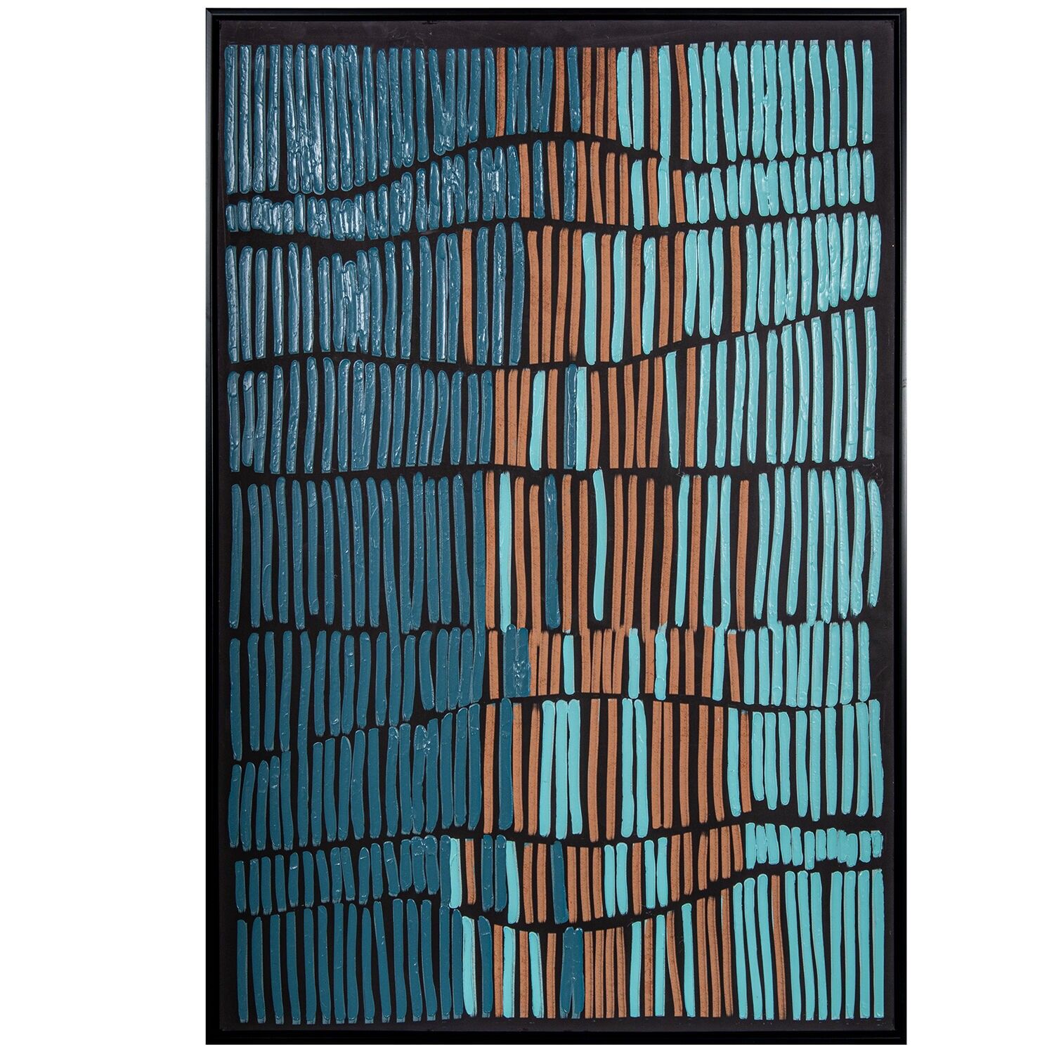 Leinwanddruck, schwarzer Holzrahmen, 80 x 120 cm, blaue und beige Streifen, 82,6 x 122,6 x 4,3 cm, Innenmaße: 80 x 120 cm ST36605