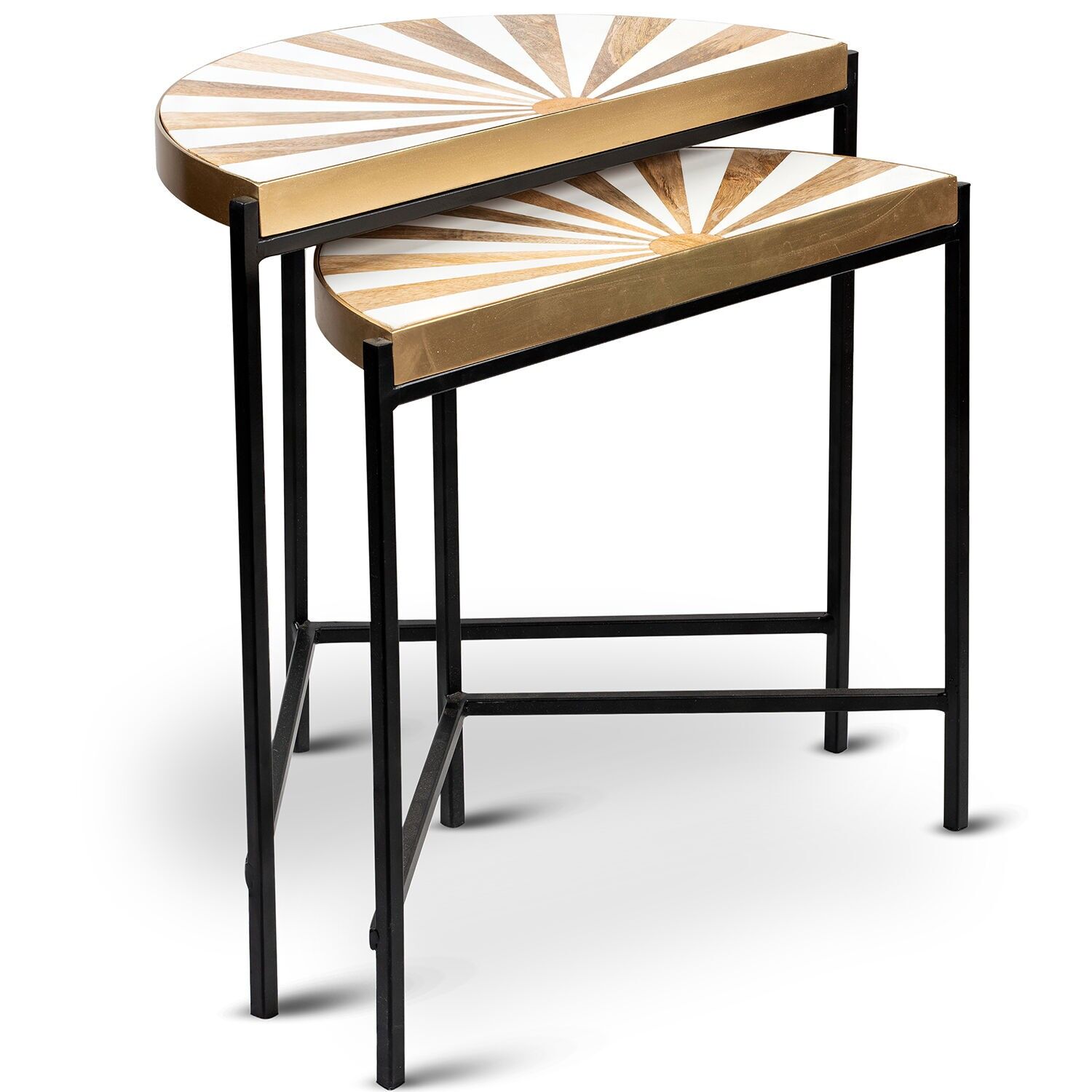 Set of 2 side tables, wood and metal, 56x25x51cm and 50x22x46cm ST36719