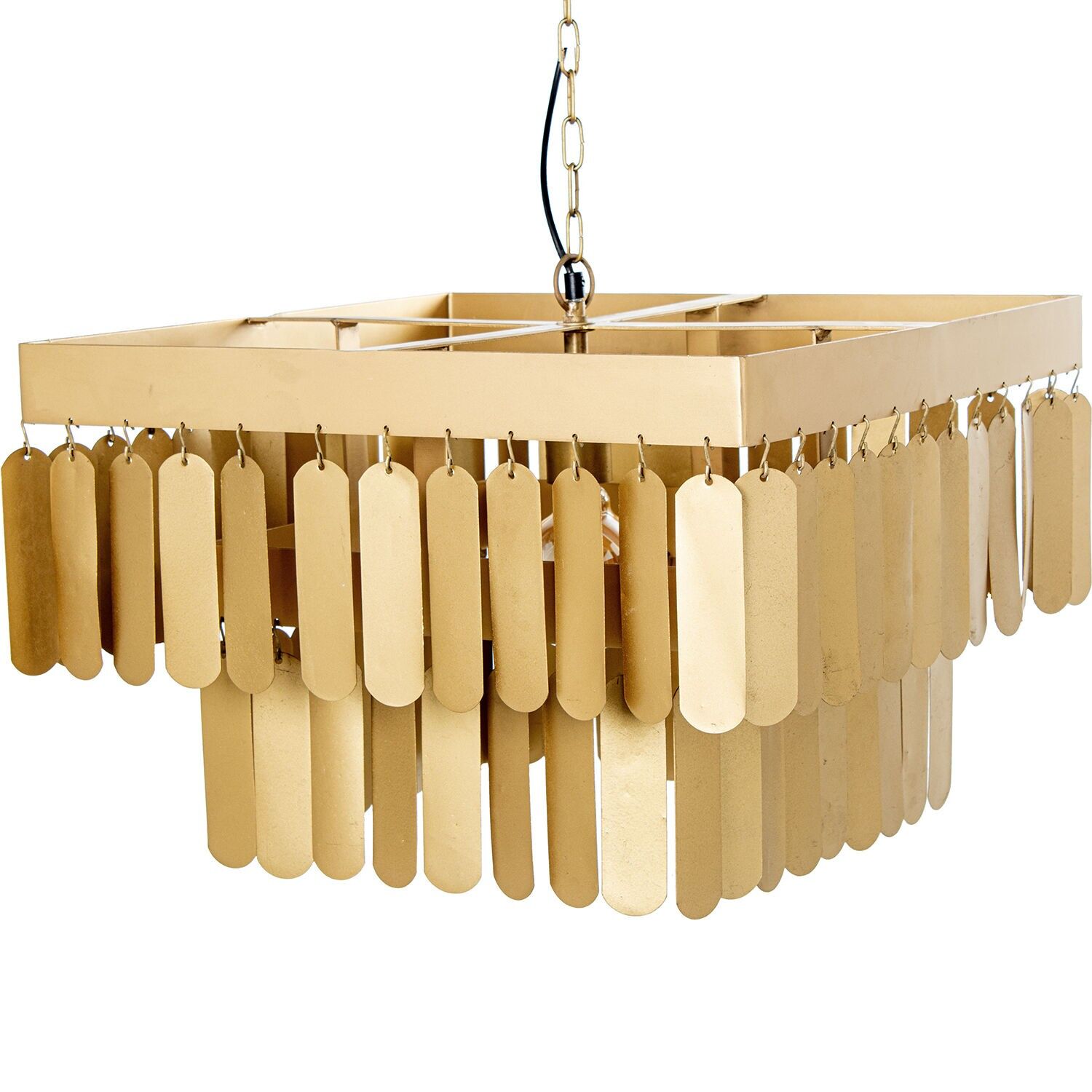 Goldfarbene Eisen-Deckenleuchte, 1 x E27 max. 25 W (Fassung nicht enthalten), 50 x 50 x 34 cm, Kabel: 100 cm ST39409