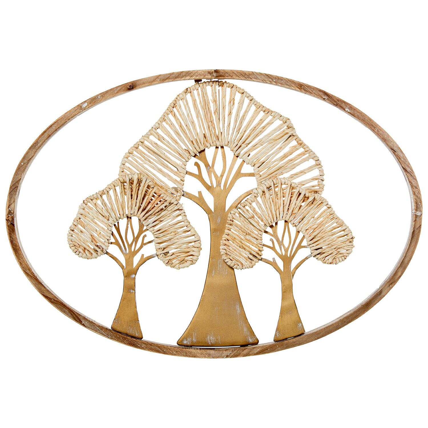 Wanddekoration aus Holz und Metall, 65 x 46 cm, goldene Bäume, 66 x 3 x 47 cm ST39442